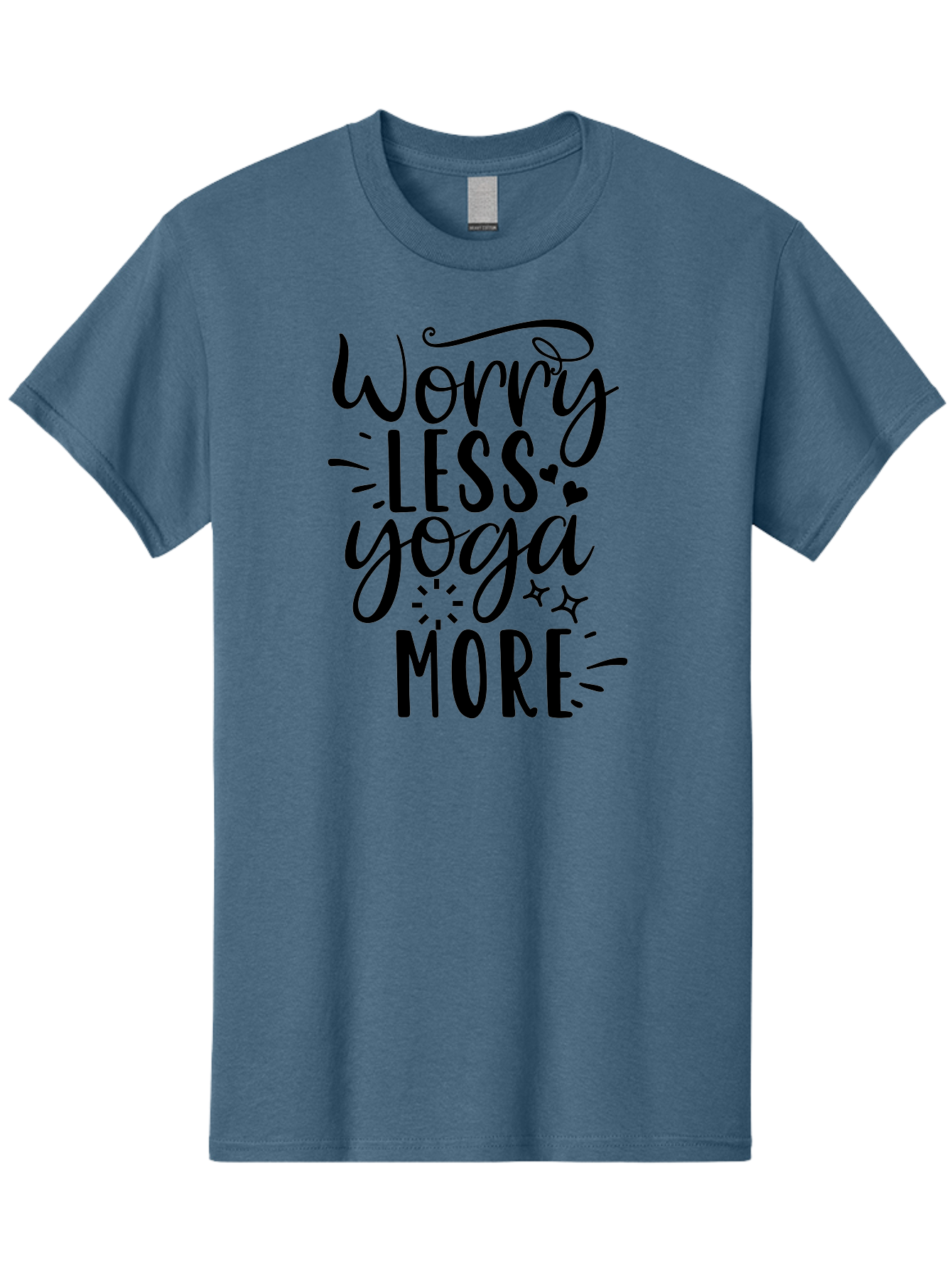 Worry-Less-Yoga-More Men'S Graphic Tee, 100% Cotton, Comfortable Casual Summer Wear, Machine Washable, Yoga Motivation, Mindfulness Quotes, Worry Less, Yoga More, Inspirational Sayings, Motivational Phrases, Wellness Quotes, Aad508 1