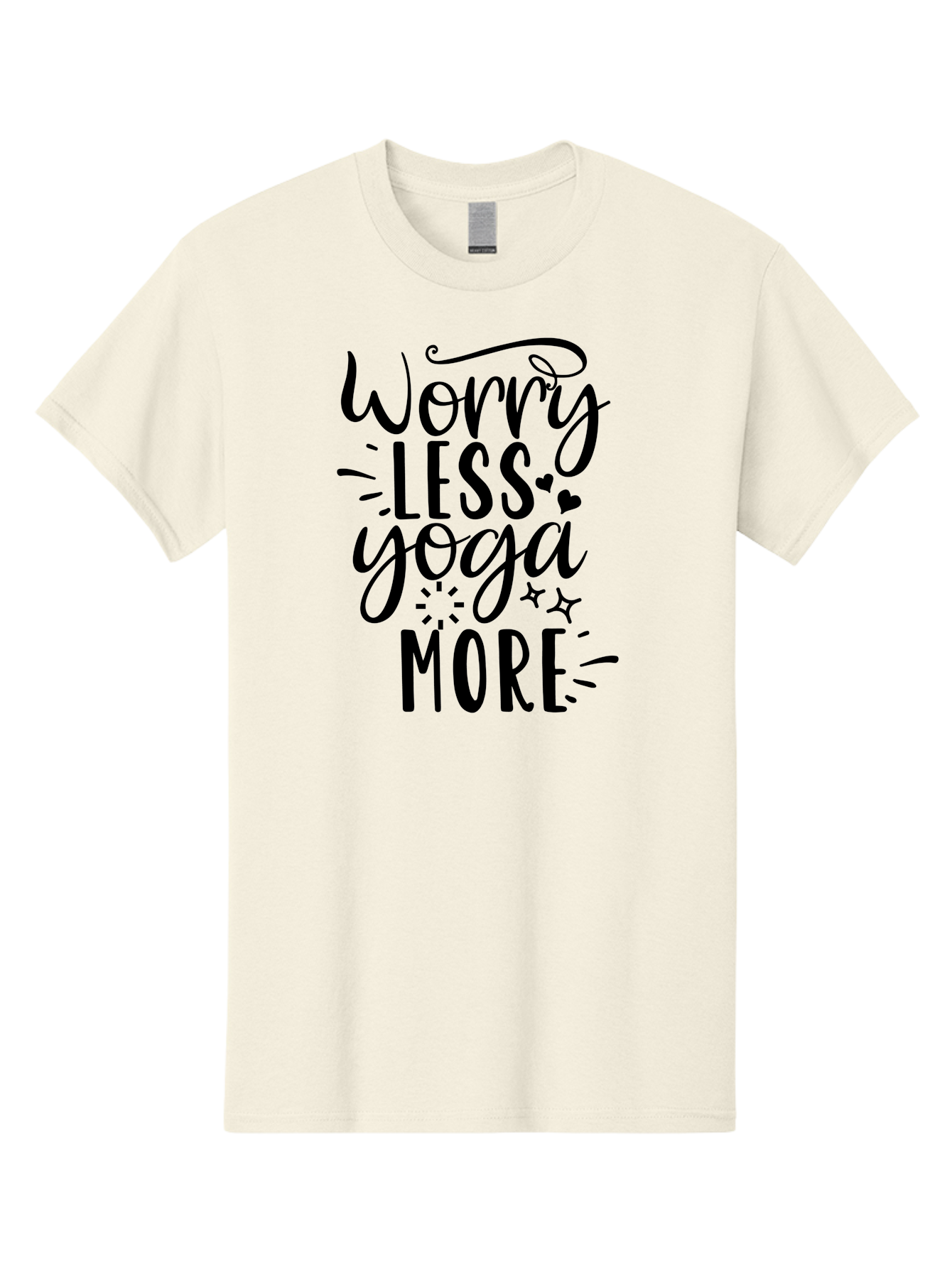 Worry-Less-Yoga-More Men'S Graphic Tee, 100% Cotton, Comfortable Casual Summer Wear, Machine Washable, Yoga Motivation, Mindfulness Quotes, Worry Less, Yoga More, Inspirational Sayings, Motivational Phrases, Wellness Quotes, Aad508 19