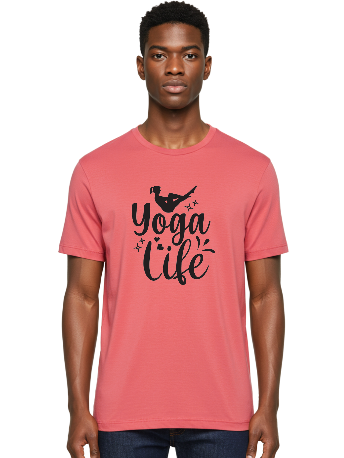 Yoga-Life Men'S Graphic Tee, 100% Cotton, Comfortable Casual Summer Wear, Machine Washable, Yoga Enthusiast, Silhouette Of A Yogi, Inspirational Quote, Wellness Lifestyle, Yoga Pose, Fitness Motivation, Meditation Practice, Yoga Love, Aad516 28