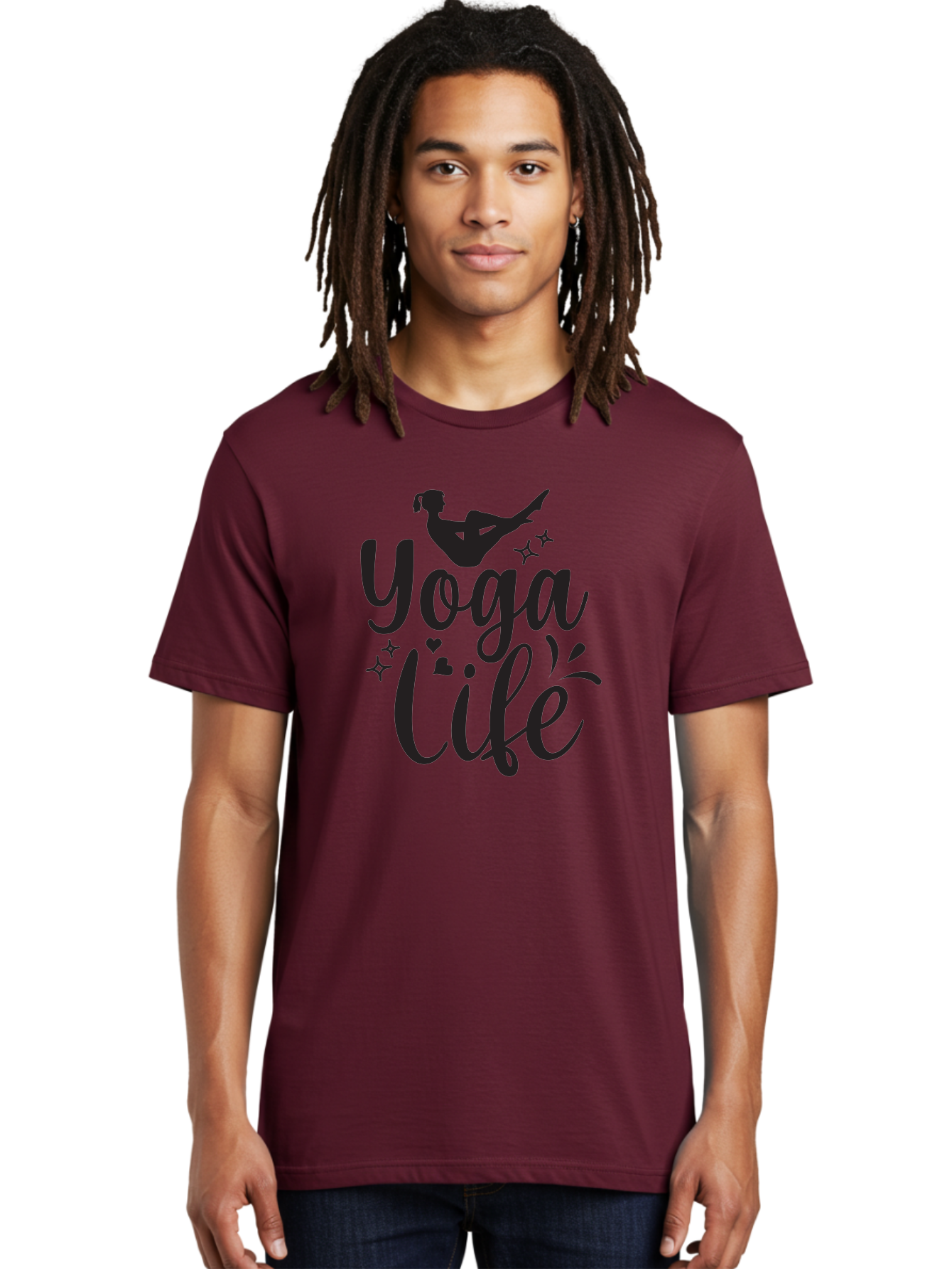 Yoga-Life Men'S Graphic Tee, 100% Cotton, Comfortable Casual Summer Wear, Machine Washable, Yoga Enthusiast, Silhouette Of A Yogi, Inspirational Quote, Wellness Lifestyle, Yoga Pose, Fitness Motivation, Meditation Practice, Yoga Love, Aad516 8