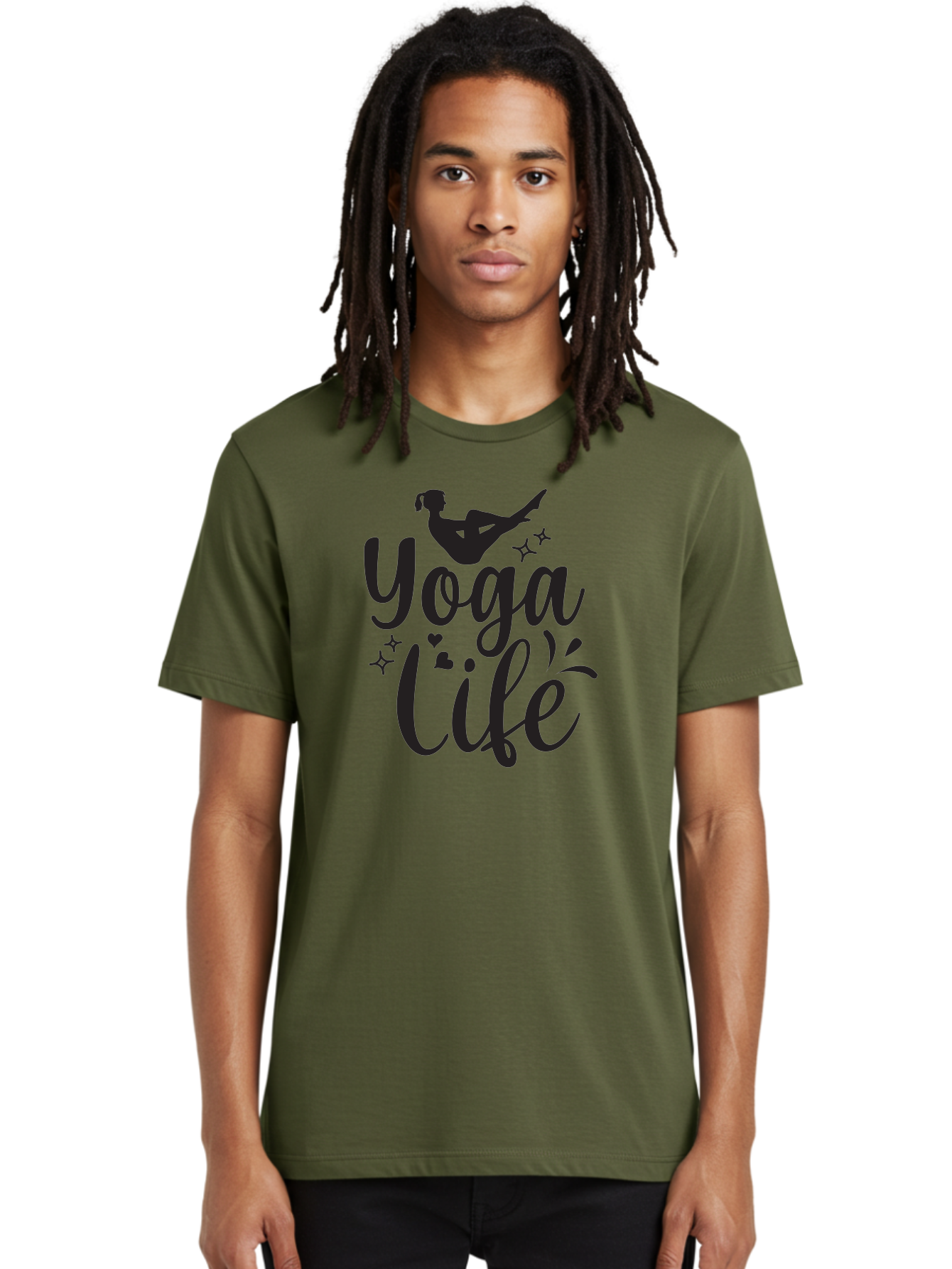 Yoga-Life Men'S Graphic Tee, 100% Cotton, Comfortable Casual Summer Wear, Machine Washable, Yoga Enthusiast, Silhouette Of A Yogi, Inspirational Quote, Wellness Lifestyle, Yoga Pose, Fitness Motivation, Meditation Practice, Yoga Love, Aad516 24