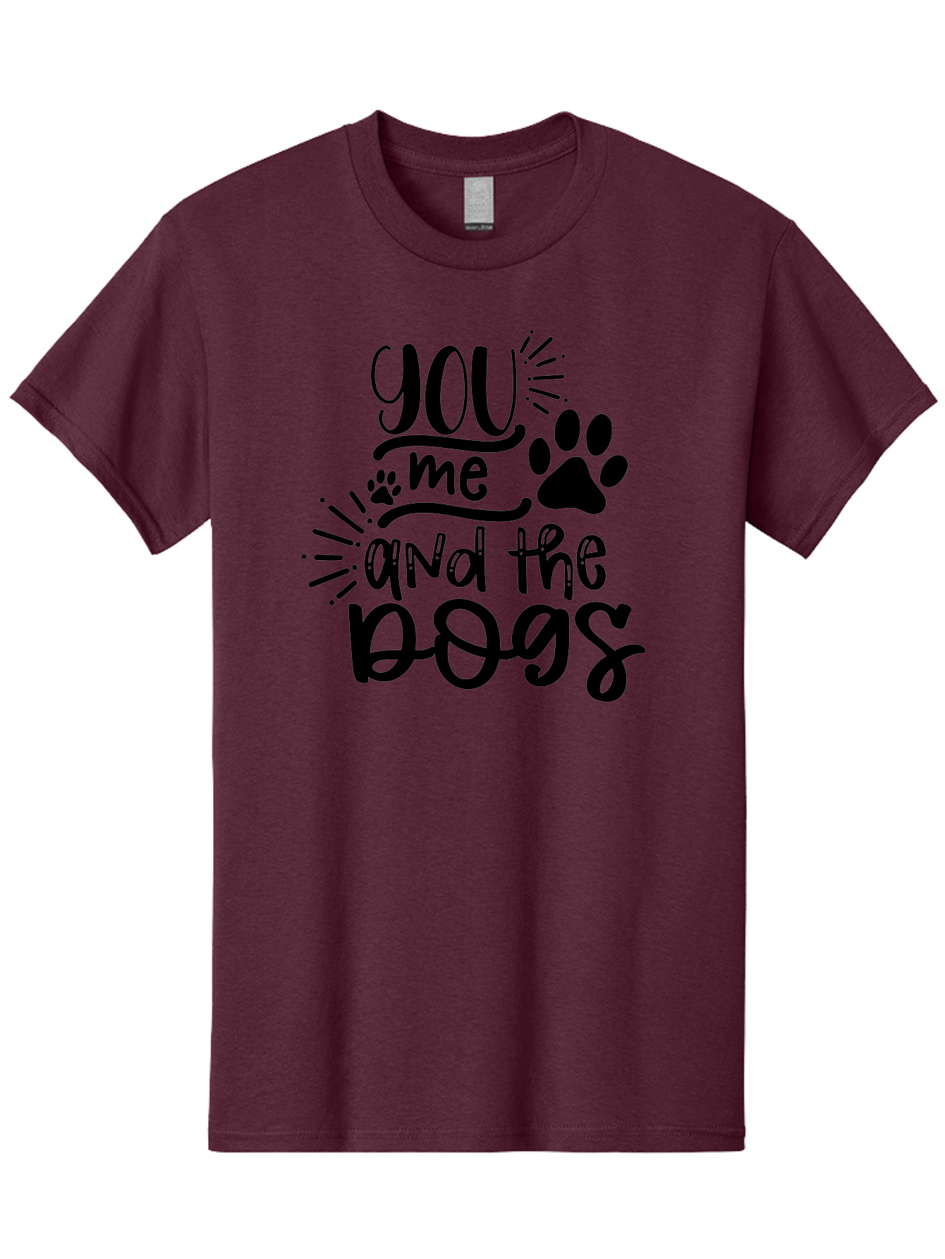 You-Me-And-The-Dogs Men'S Graphic Tee, 100% Cotton, Comfortable Casual Summer Wear, Machine Washable, Cute Dog Quote, Funny Dog Sayings, Dog Lover Gift, Paw Print Design, Dog Mom Quote, Dog Dad Quote, Pet Love, Dog Text Art Aad517 11