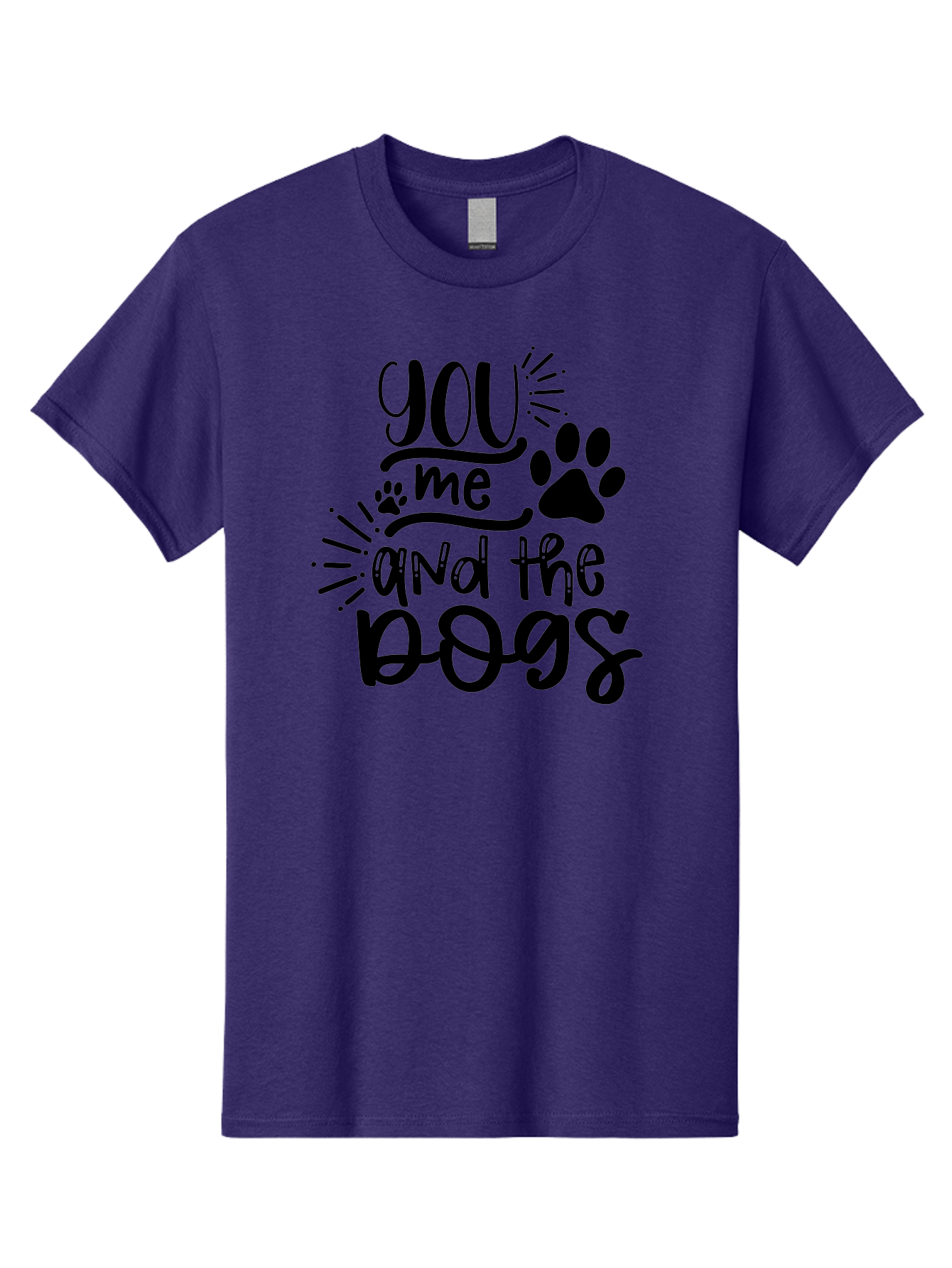 You-Me-And-The-Dogs Men'S Graphic Tee, 100% Cotton, Comfortable Casual Summer Wear, Machine Washable, Cute Dog Quote, Funny Dog Sayings, Dog Lover Gift, Paw Print Design, Dog Mom Quote, Dog Dad Quote, Pet Love, Dog Text Art Aad517 17