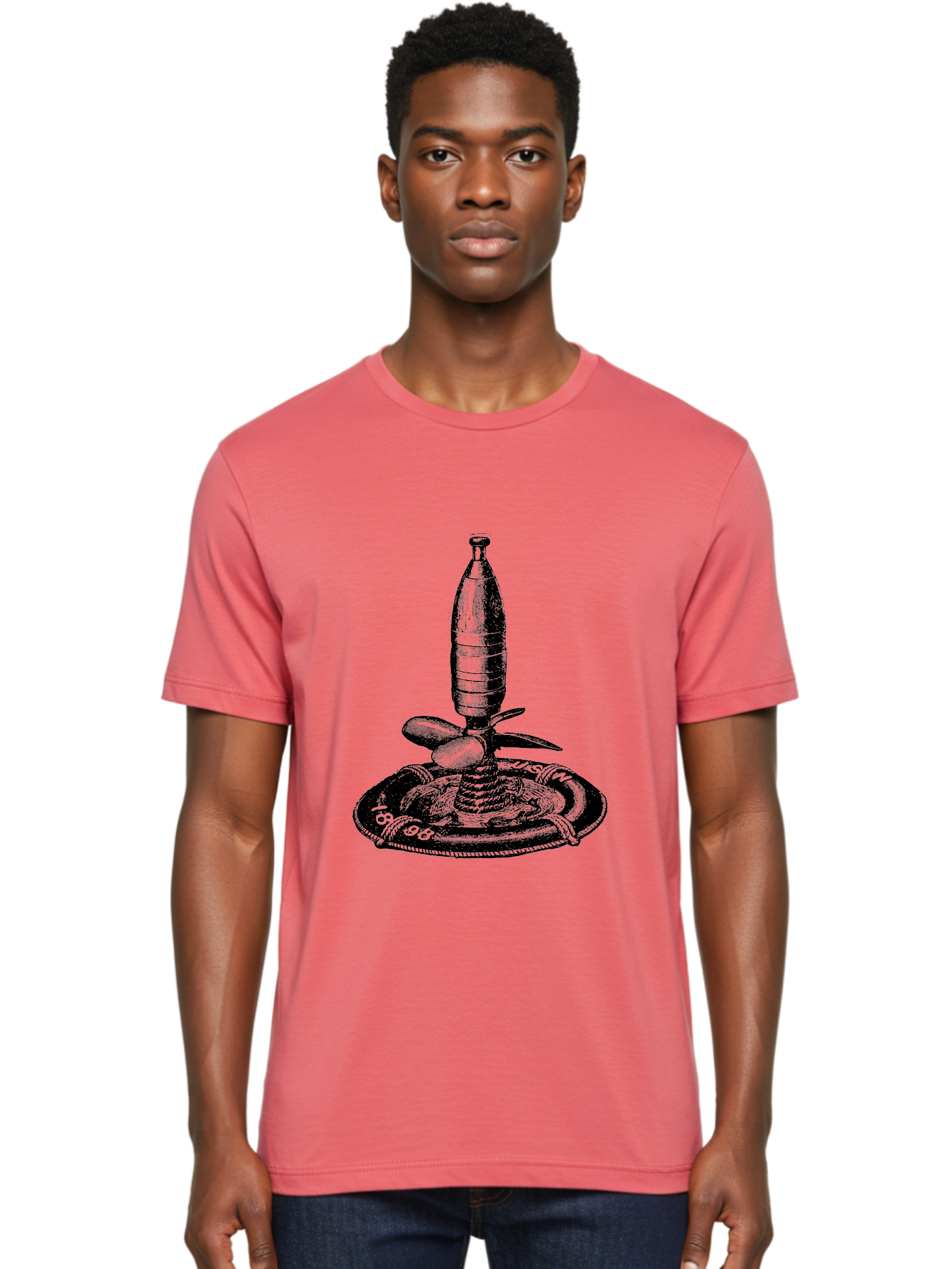 Bomb Men'S Graphic Tee, 100% Cotton, Comfortable Casual Summer Wear, Machine Washable, Explosive Device, Bomb Illustration, Vintage Artwork, Bomb On Plate, Coiled Spring, Detailed Engraving, Historical Graphic, War Symbol Aad519 22