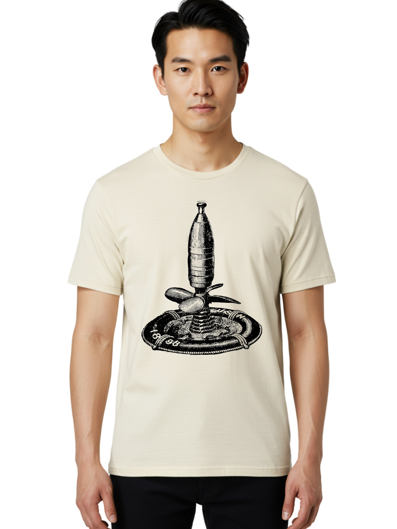 Bomb Men'S Graphic Tee, 100% Cotton, Comfortable Casual Summer Wear, Machine Washable, Explosive Device, Bomb Illustration, Vintage Artwork, Bomb On Plate, Coiled Spring, Detailed Engraving, Historical Graphic, War Symbol Aad519 4