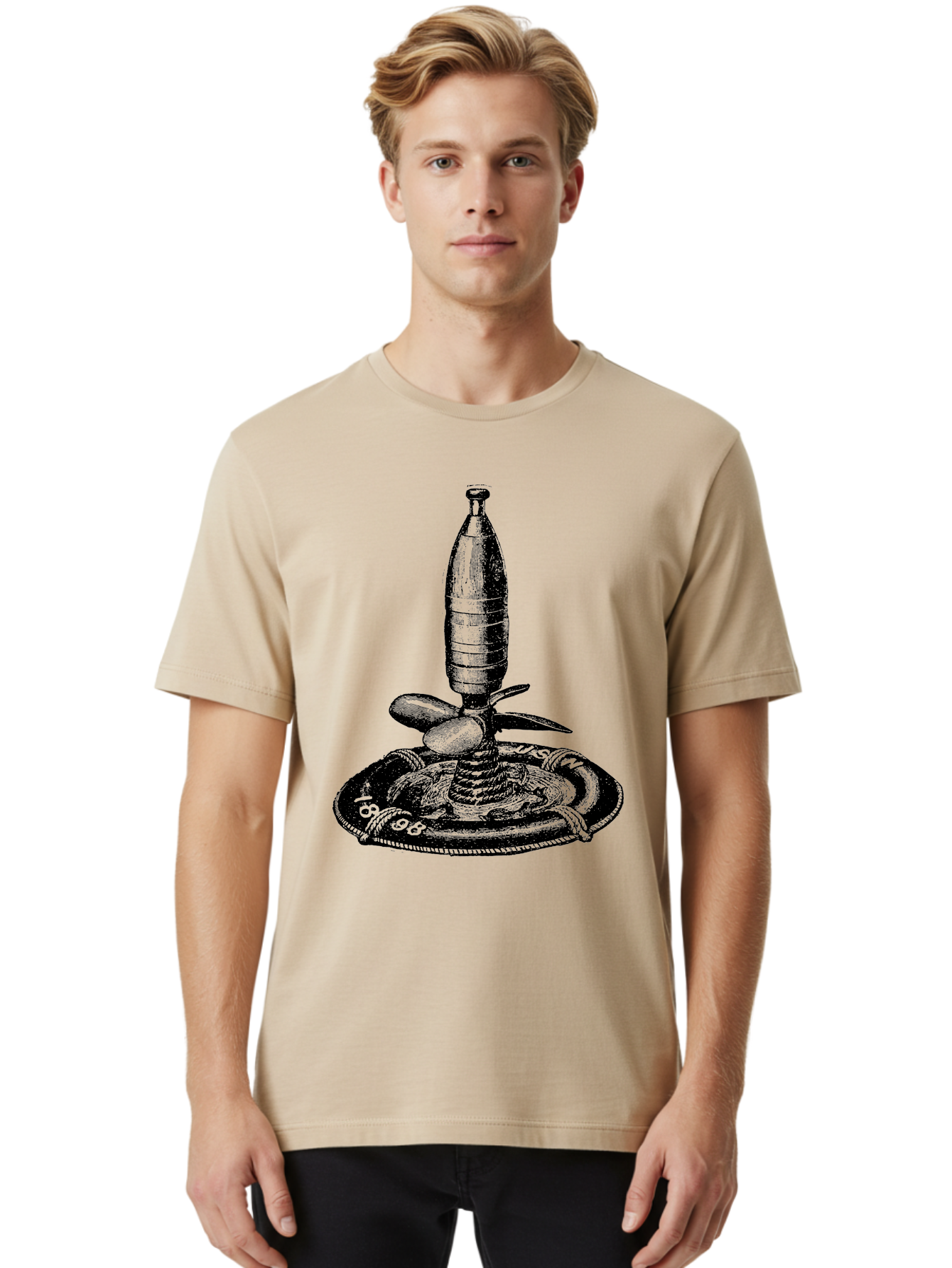 Bomb Men'S Graphic Tee, 100% Cotton, Comfortable Casual Summer Wear, Machine Washable, Explosive Device, Bomb Illustration, Vintage Artwork, Bomb On Plate, Coiled Spring, Detailed Engraving, Historical Graphic, War Symbol Aad519 8
