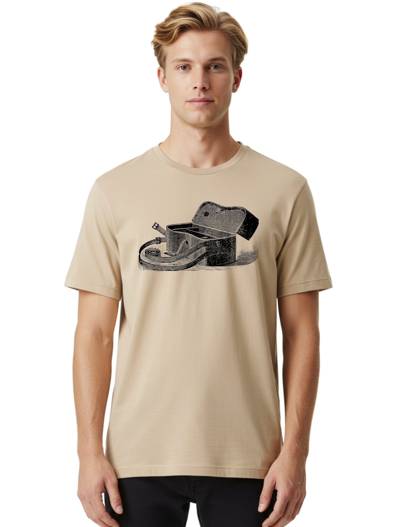 Camera-Bag Men'S Graphic Tee, 100% Cotton, Comfortable Casual Summer Wear, Machine Washable, Vintage Camera Bag, Photography Equipment, Classic Design, Leather Strap, Retro Style, Camera Accessories, Photography Gear Aad520 24