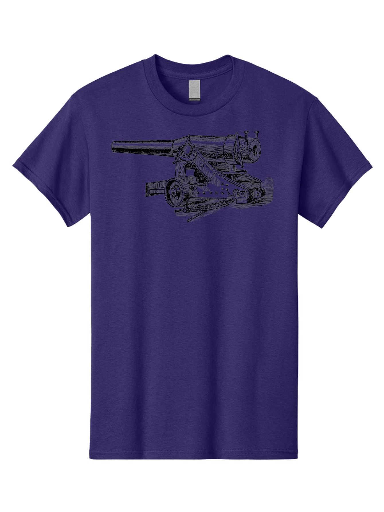 Cannon-Illustration Men'S Graphic Tee, 100% Cotton, Comfortable Casual Summer Wear, Machine Washable, Vintage Cannon, Historical Artillery, Antique Weapon, Military History, Classic Warfare, Detailed Engraving, Illustration Art Aad521 1