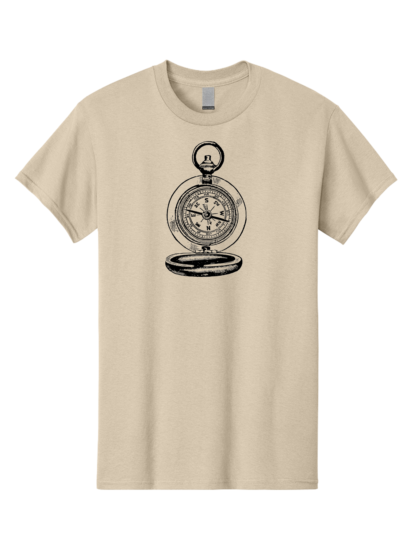Compass Men'S Graphic Tee, 100% Cotton, Comfortable Casual Summer Wear, Machine Washable, Vintage Compass, Navigation Tool, Direction Finder, Antique Illustration, Classic Design, Directional Guidance, Navigation Aid, Outdoor Exploration Aad525 15