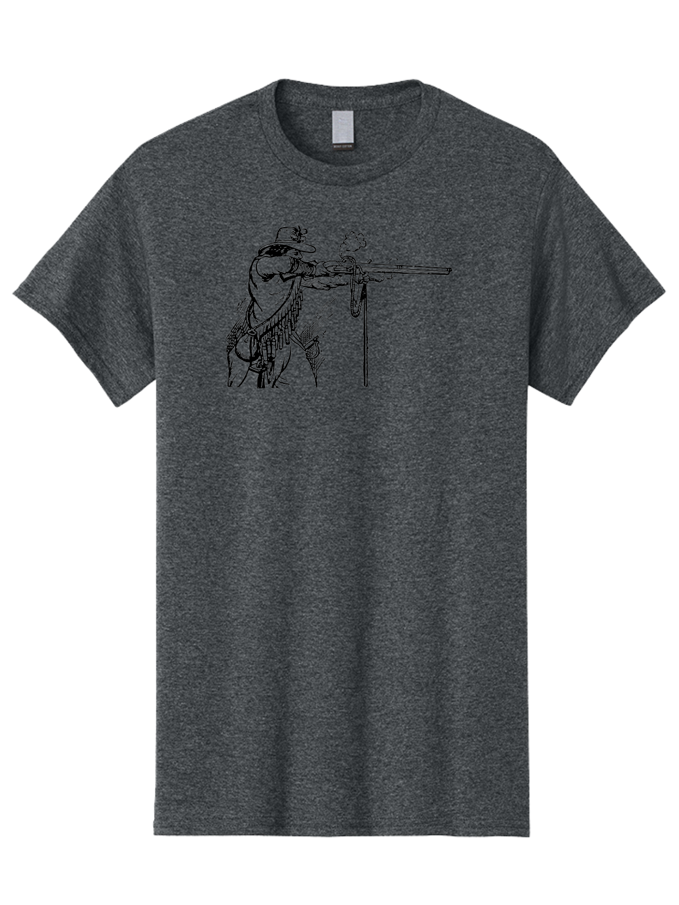 Cowboy-Firing-Rifle Men'S Graphic Tee, 100% Cotton, Comfortable Casual Summer Wear, Machine Washable, Cowboy Shooting Rifle, Western Art, Vintage Cowboy, Cowboy Hat, Rifle Smoke, Black And White Illustration, Cowboy Culture, Wild West Aad526 11