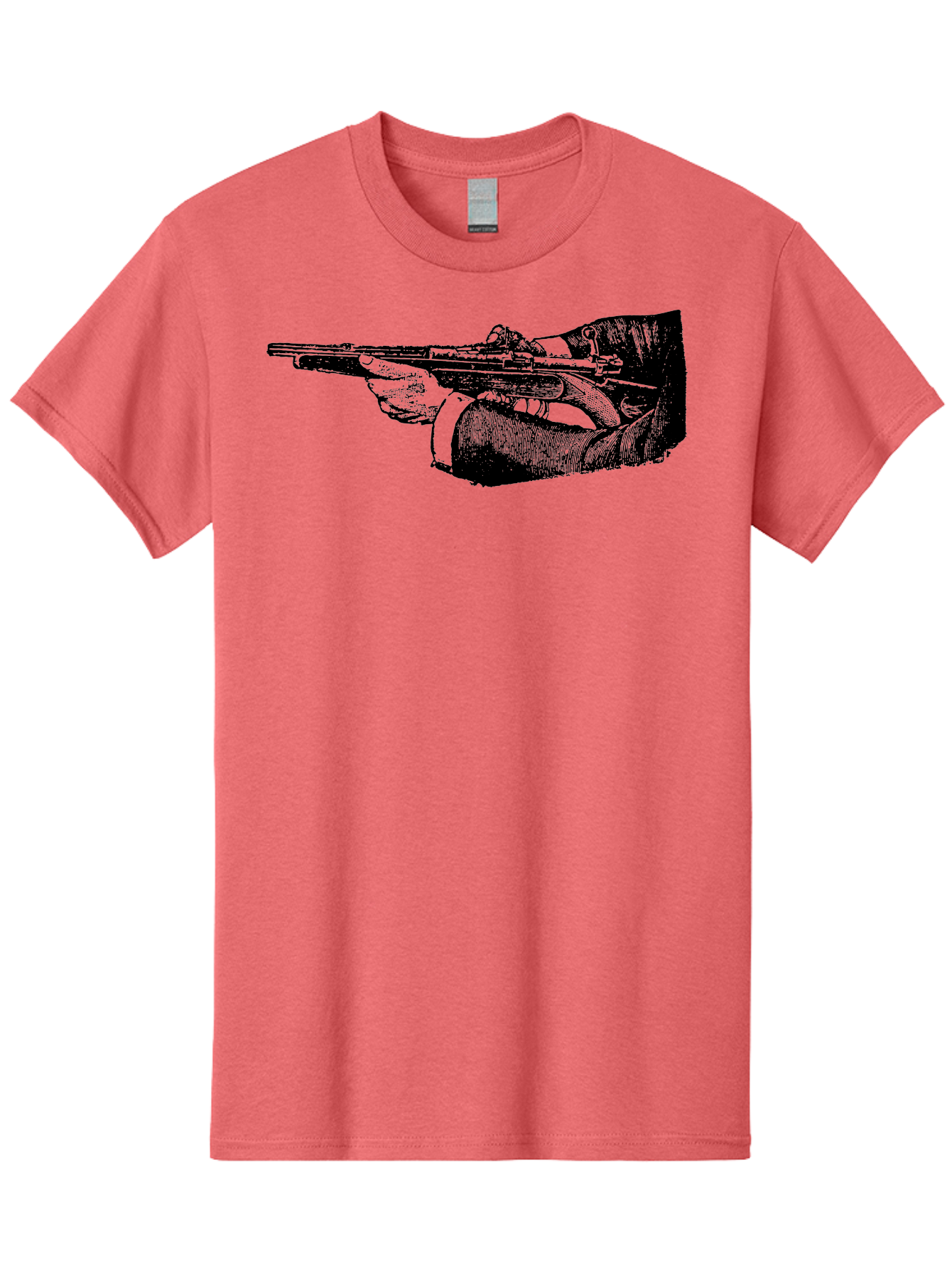 Hand-Holding-Rifle Men'S Graphic Tee, 100% Cotton, Comfortable Casual Summer Wear, Machine Washable, Rifle In Hand, Gun Illustration, Vintage Art, Firearm Graphic, Black And White, Shooter Illustration, Handgun Artwork Aad538 9
