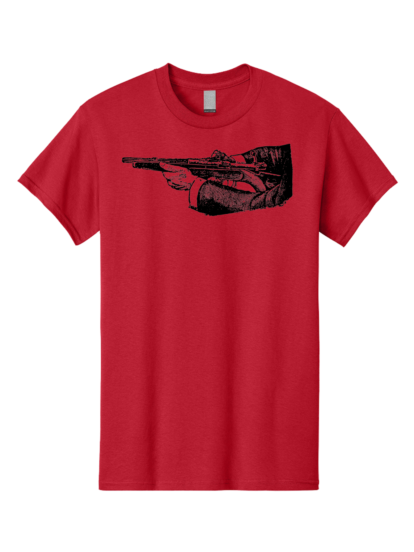 Hand-Holding-Rifle Men'S Graphic Tee, 100% Cotton, Comfortable Casual Summer Wear, Machine Washable, Rifle In Hand, Gun Illustration, Vintage Art, Firearm Graphic, Black And White, Shooter Illustration, Handgun Artwork Aad538 27
