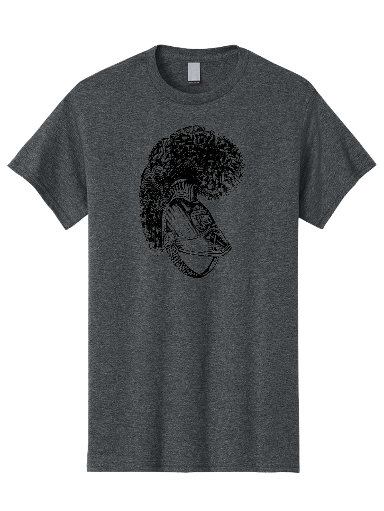Helmet-With-Plume Men'S Graphic Tee, 100% Cotton, Comfortable Casual Summer Wear, Machine Washable, Medieval Knight Helmet, Metal Armor, Feathered Crest, Vintage Design, Warrior'S Gear, Historical Illustration, Ornate Details, Aad541 7