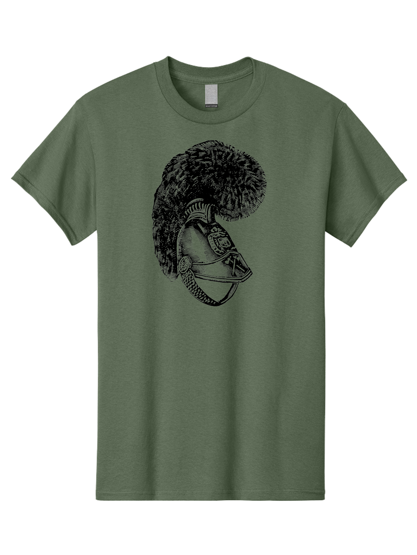 Helmet-With-Plume Men'S Graphic Tee, 100% Cotton, Comfortable Casual Summer Wear, Machine Washable, Medieval Knight Helmet, Metal Armor, Feathered Crest, Vintage Design, Warrior'S Gear, Historical Illustration, Ornate Details, Aad541 19
