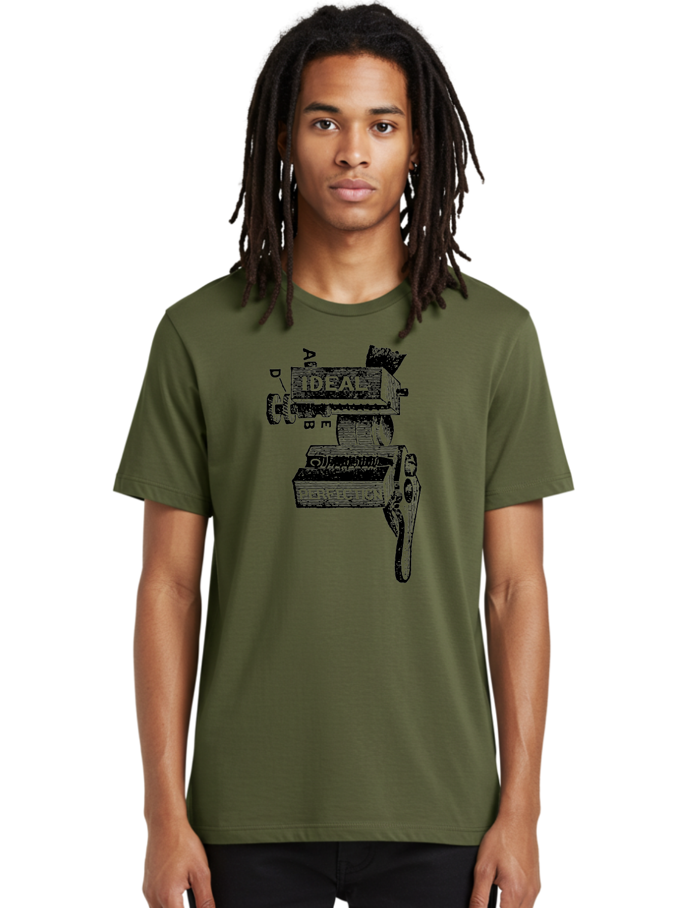 Ideal-And-Perfection-Lathe Men'S Graphic Tee, 100% Cotton, Comfortable Casual Summer Wear, Machine Washable, Ideal, Perfection, Old Machinery, Vintage Industrial, Metalwork, Mechanical Parts, Distressed Texture, Typography Art, Abc Letters, Aad544 4