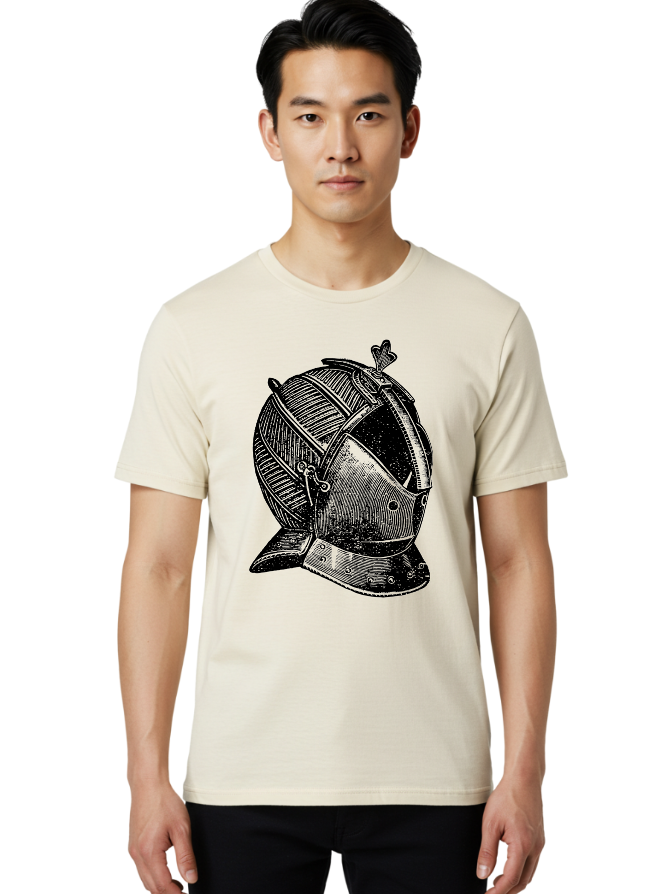 Medieval-Knight-Helmet Men'S Graphic Tee, 100% Cotton, Comfortable Casual Summer Wear, Machine Washable, Medieval Armor, Knight Helmet, Protective Gear, Armor Design, Historical Warfare, Metal Craftsmanship, Medieval Knight Aad548 2