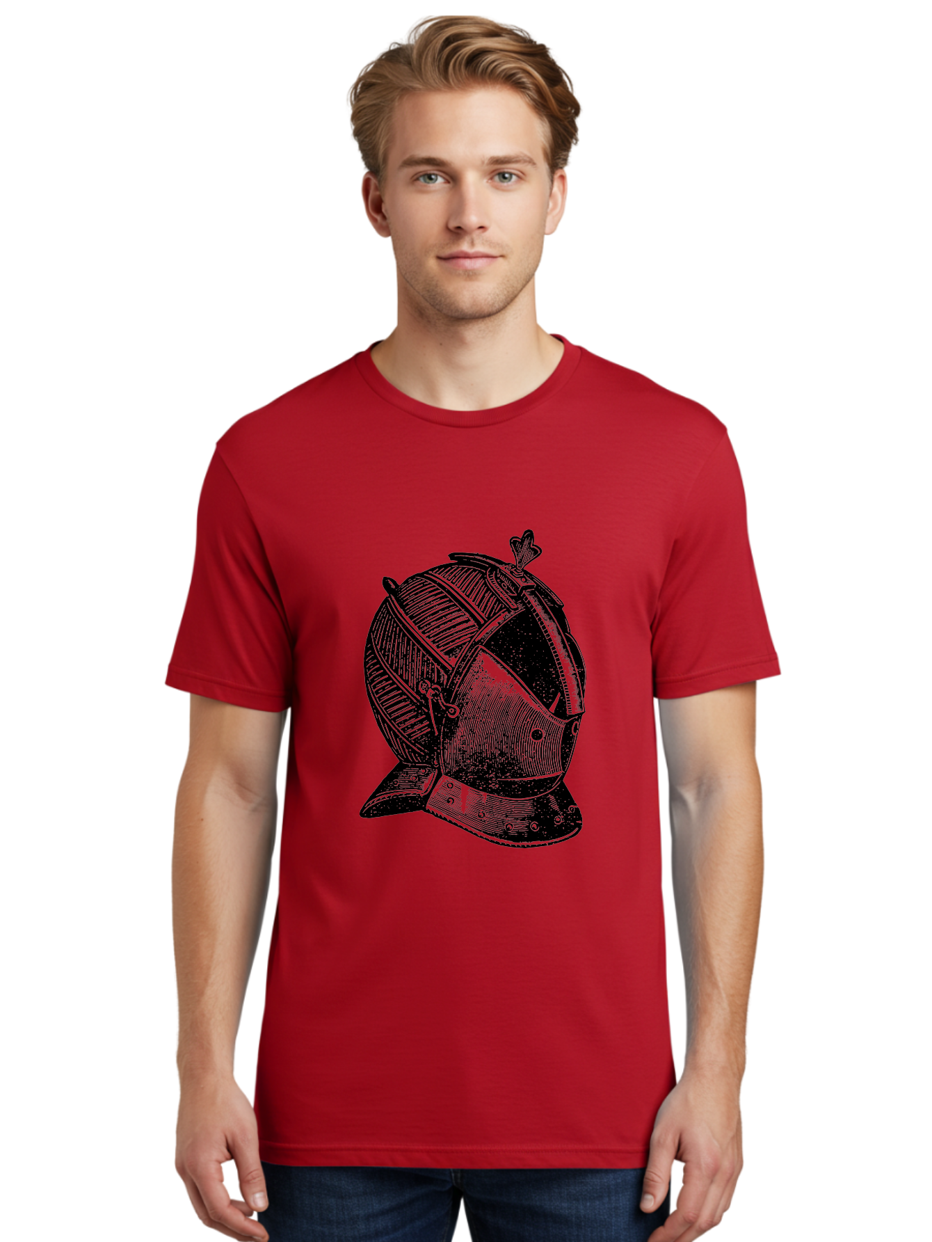 Medieval-Knight-Helmet Men'S Graphic Tee, 100% Cotton, Comfortable Casual Summer Wear, Machine Washable, Medieval Armor, Knight Helmet, Protective Gear, Armor Design, Historical Warfare, Metal Craftsmanship, Medieval Knight Aad548 22