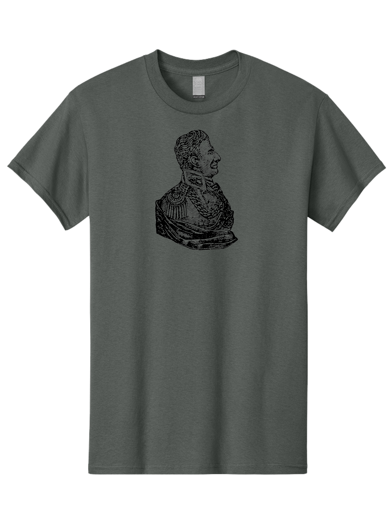 Military-Officer-Bust Men'S Graphic Tee, 100% Cotton, Comfortable Casual Summer Wear, Machine Washable, Military Officer, Historical Figure, Military Uniform, Decorated Jacket, Ornate Details, Side Profile, Illustration Art, Vintage Style, Aad550 21