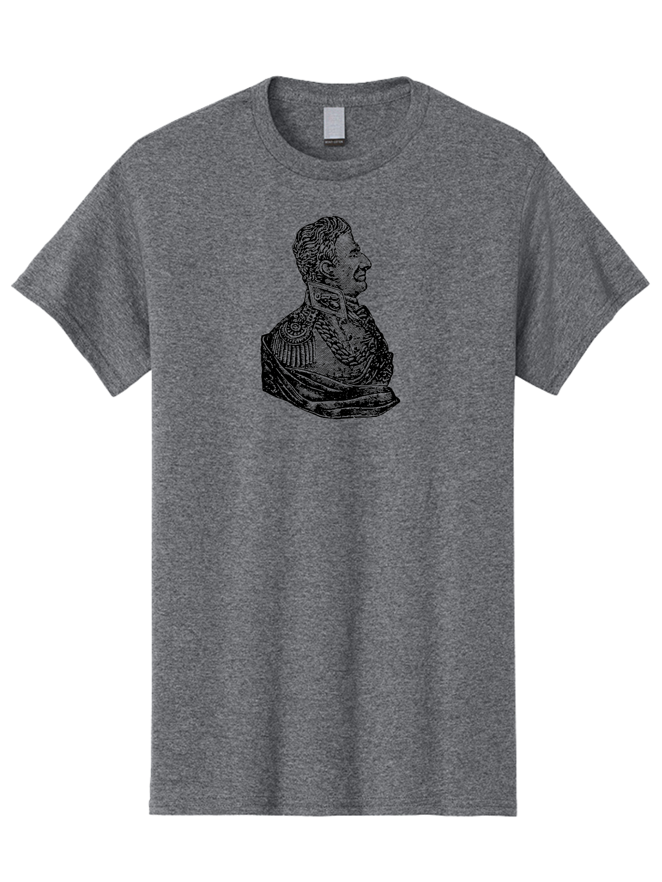 Military-Officer-Bust Men'S Graphic Tee, 100% Cotton, Comfortable Casual Summer Wear, Machine Washable, Military Officer, Historical Figure, Military Uniform, Decorated Jacket, Ornate Details, Side Profile, Illustration Art, Vintage Style, Aad550 29