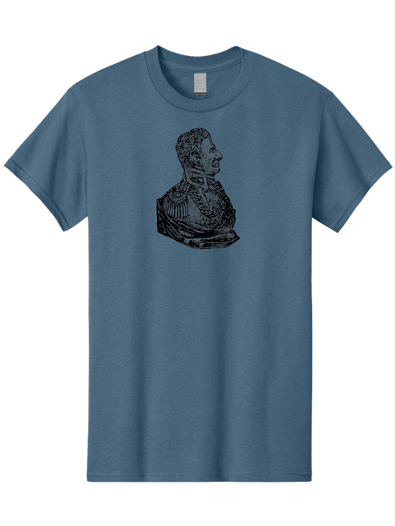 Military-Officer-Bust Men'S Graphic Tee, 100% Cotton, Comfortable Casual Summer Wear, Machine Washable, Military Officer, Historical Figure, Military Uniform, Decorated Jacket, Ornate Details, Side Profile, Illustration Art, Vintage Style, Aad550 13