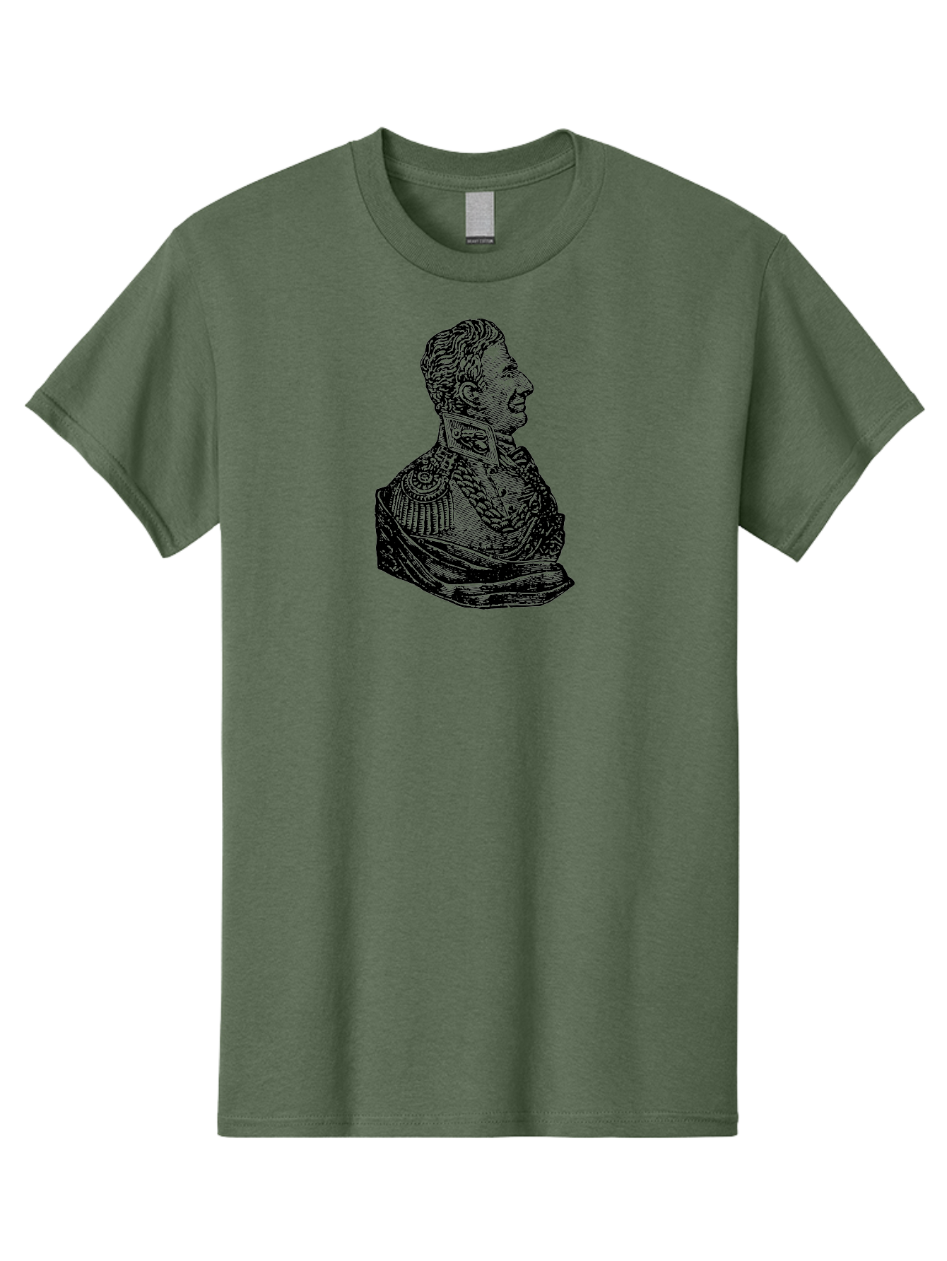 Military-Officer-Bust Men'S Graphic Tee, 100% Cotton, Comfortable Casual Summer Wear, Machine Washable, Military Officer, Historical Figure, Military Uniform, Decorated Jacket, Ornate Details, Side Profile, Illustration Art, Vintage Style, Aad550 11
