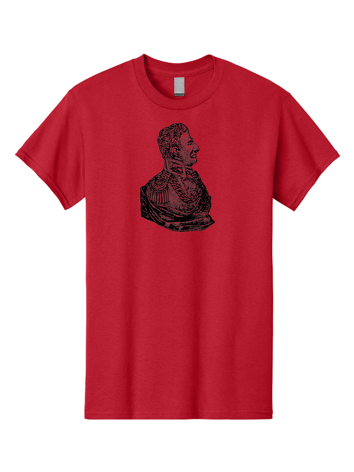 Military-Officer-Bust Men'S Graphic Tee, 100% Cotton, Comfortable Casual Summer Wear, Machine Washable, Military Officer, Historical Figure, Military Uniform, Decorated Jacket, Ornate Details, Side Profile, Illustration Art, Vintage Style, Aad550 15