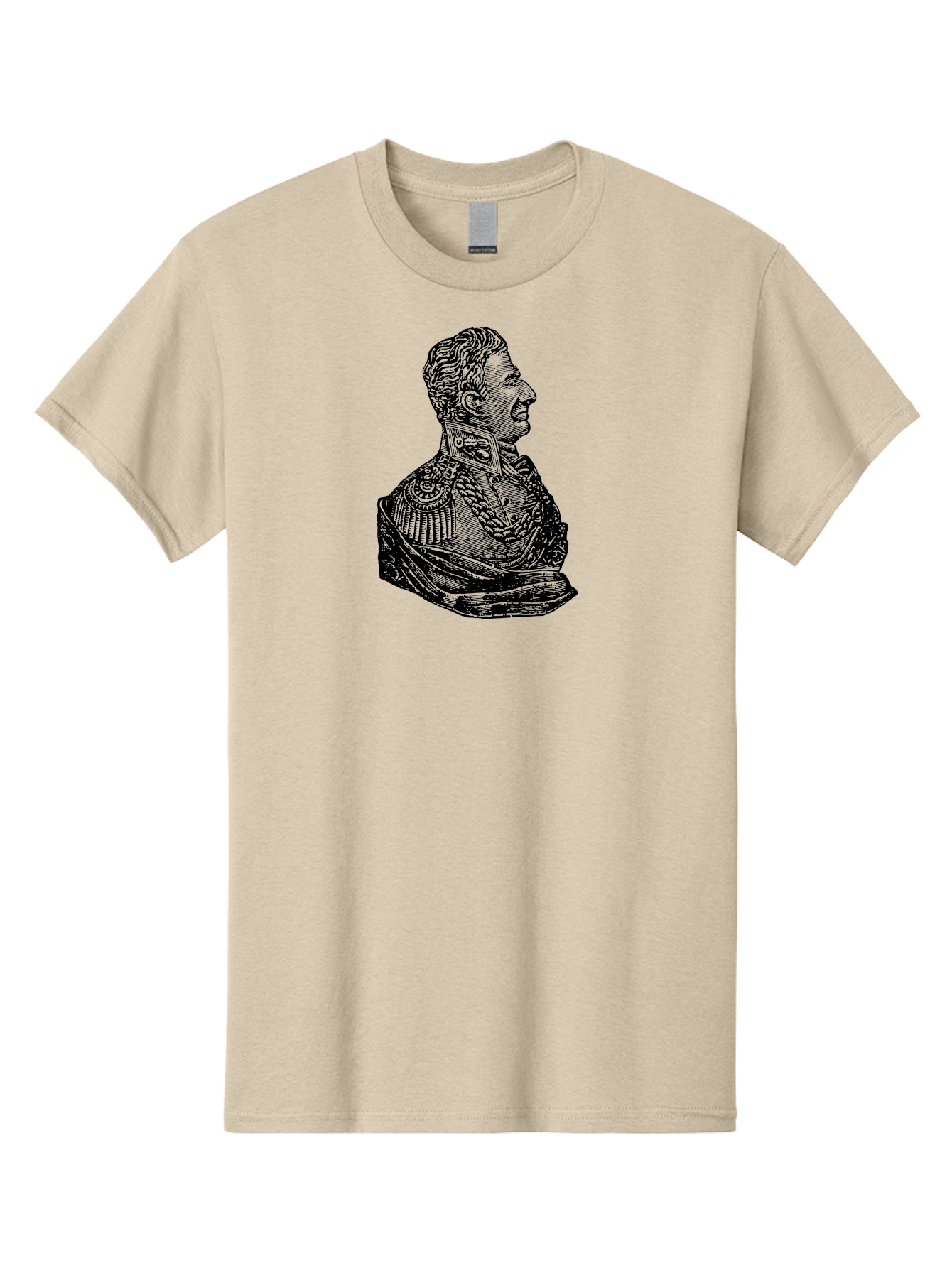 Military-Officer-Bust Men'S Graphic Tee, 100% Cotton, Comfortable Casual Summer Wear, Machine Washable, Military Officer, Historical Figure, Military Uniform, Decorated Jacket, Ornate Details, Side Profile, Illustration Art, Vintage Style, Aad550 27