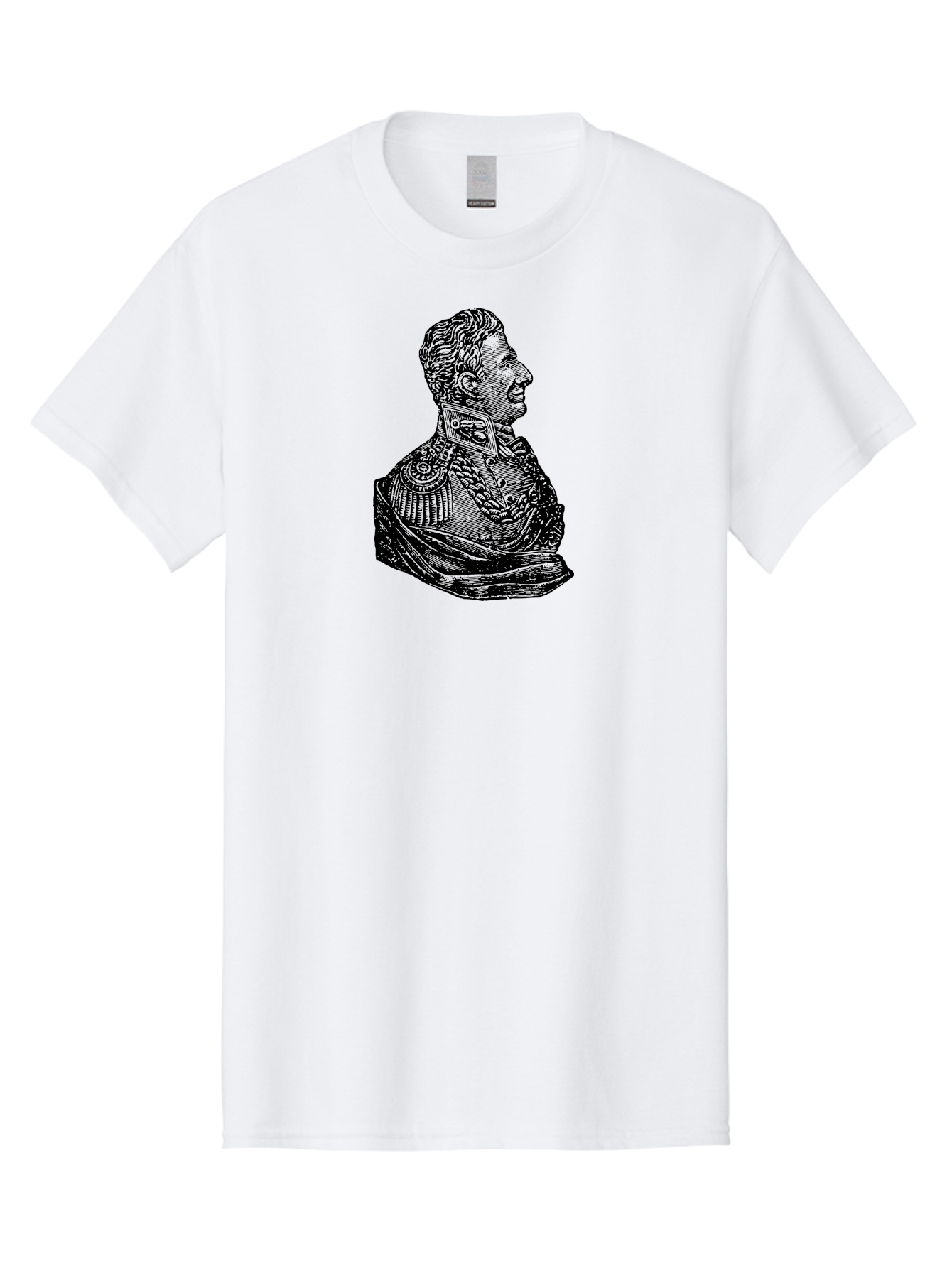 Military-Officer-Bust Men'S Graphic Tee, 100% Cotton, Comfortable Casual Summer Wear, Machine Washable, Military Officer, Historical Figure, Military Uniform, Decorated Jacket, Ornate Details, Side Profile, Illustration Art, Vintage Style, Aad550 23