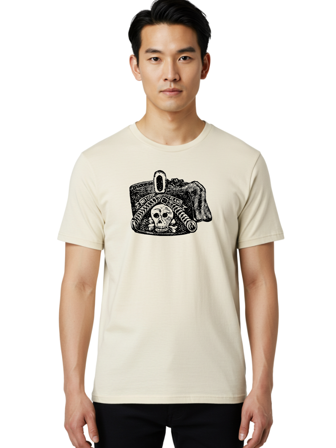 Mit-Got-Waterland Men'S Graphic Tee, 100% Cotton, Comfortable Casual Summer Wear, Machine Washable, Skull And Crossbones, Pirate Hat, Skull Illustration, Crossbones Symbol, Mit Goo Ferland, Pirate-Themed Artwork, Gothic Artwork, Aad551 6