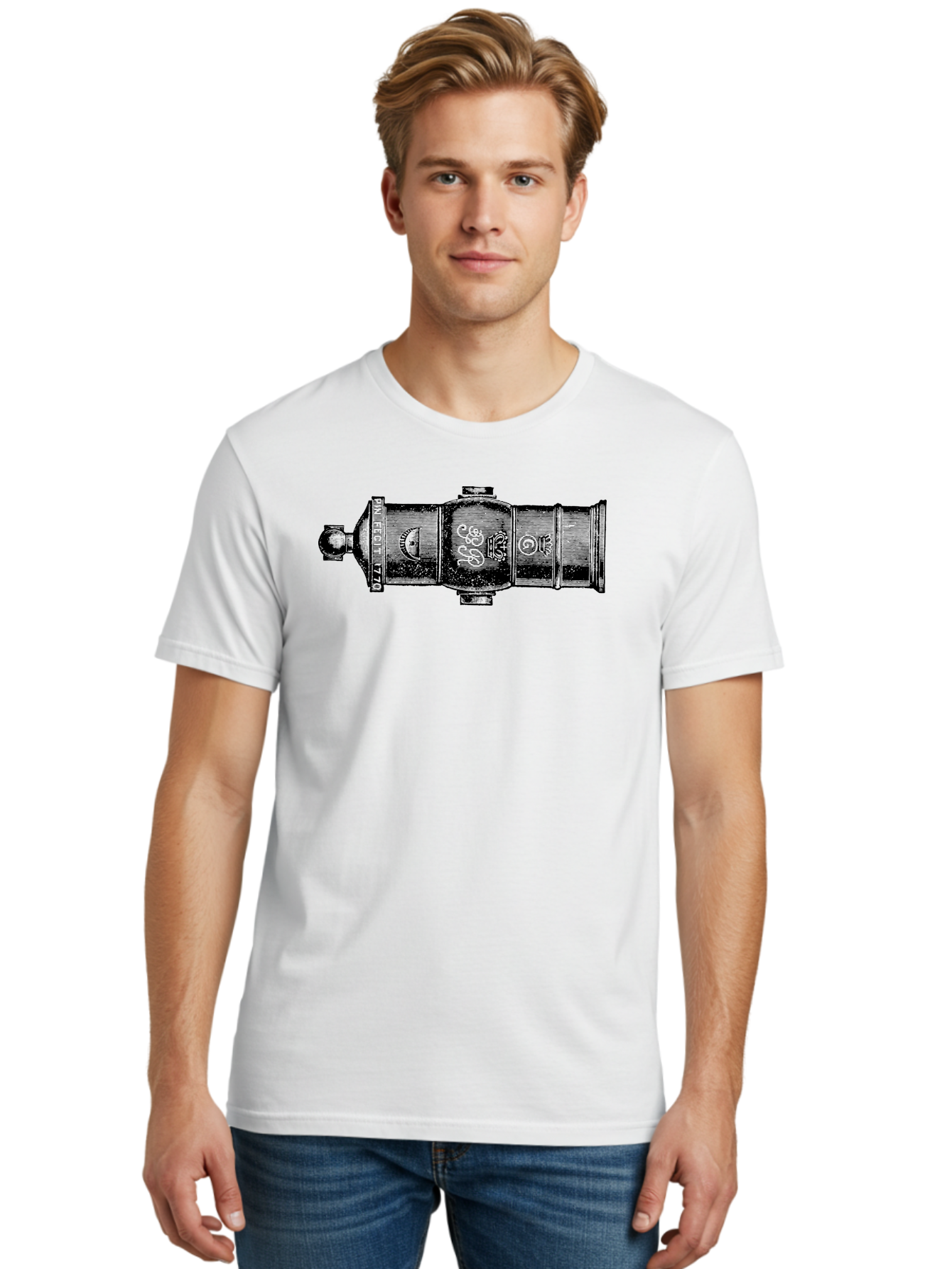 Pin-Fegut-1770-Gun Men'S Graphic Tee, 100% Cotton, Comfortable Casual Summer Wear, Machine Washable, Vintage Cannon, Historic Artillery, Pin Rebuilt 1770, Antique Weapon, Military History, Naval Warfare, Emblematic Design, Symbolic Markings Aad553 10