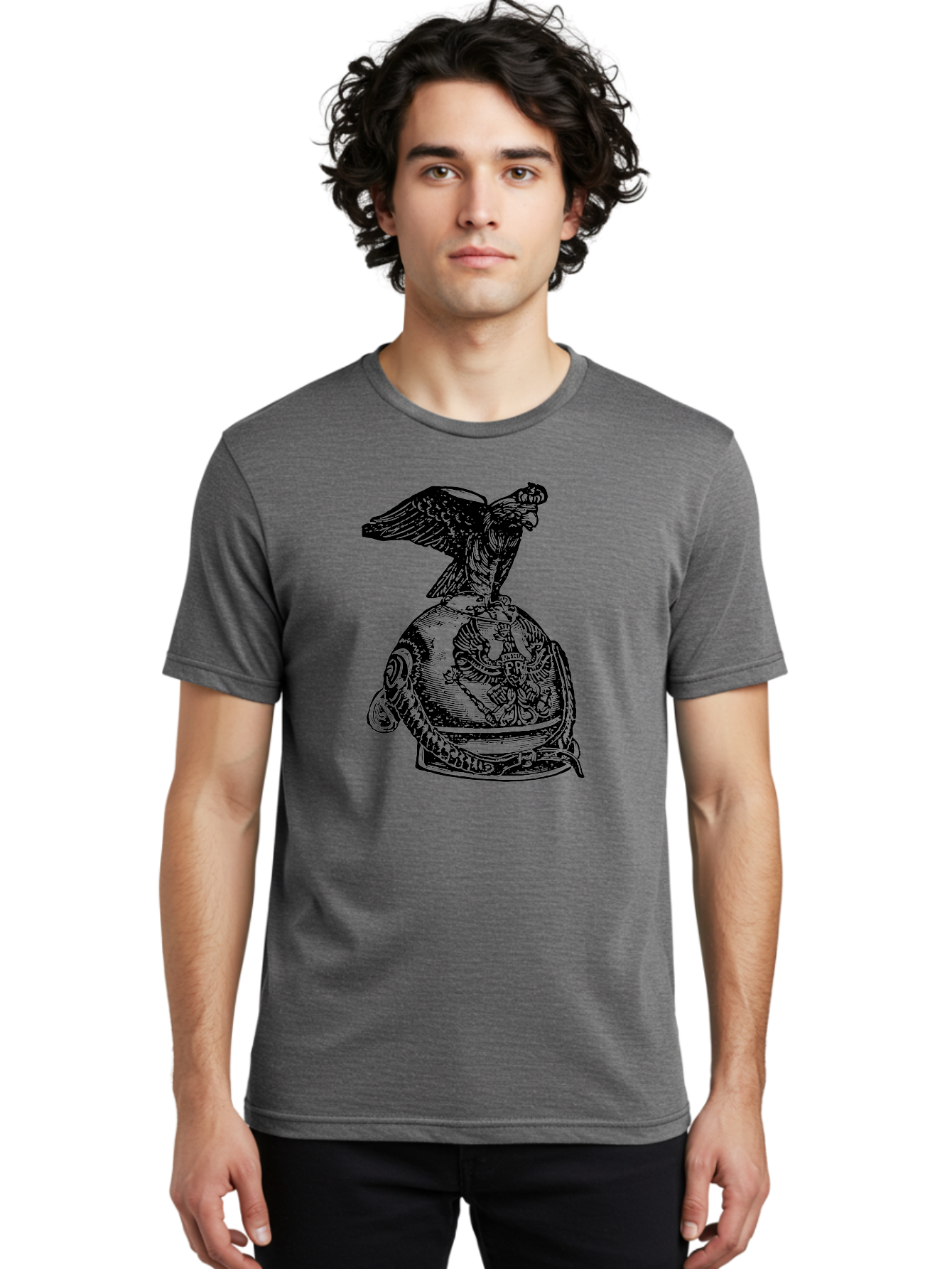 Pr-Eagle-Helmet-Crest Men'S Graphic Tee, 100% Cotton, Comfortable Casual Summer Wear, Machine Washable, Imperial Eagle, National Emblem, Symbolic Icon, Double-Headed Eagle, Historical Significance, Patriotic Symbol, Regal Crest, Aad555 6