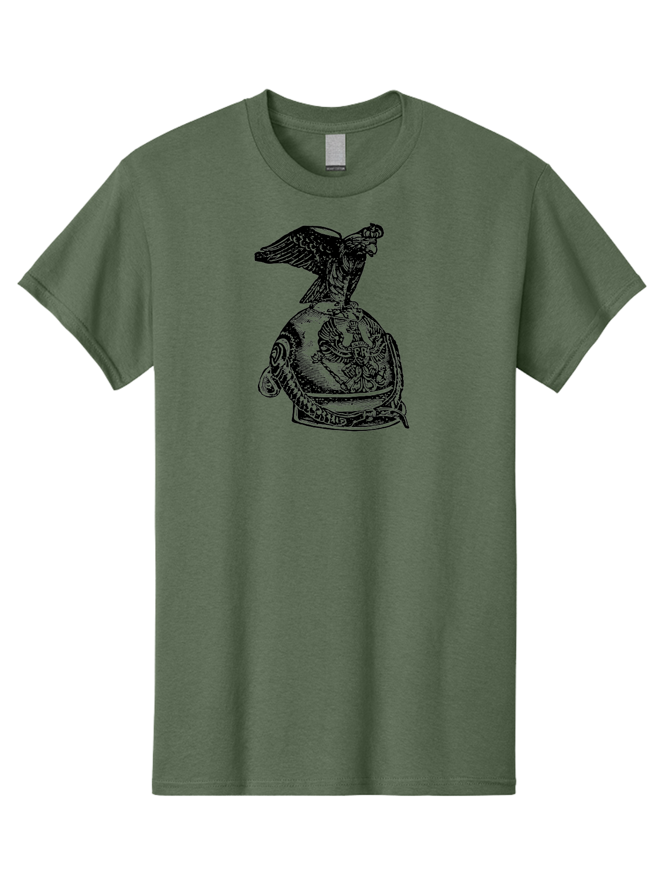 Pr-Eagle-Helmet-Crest Men'S Graphic Tee, 100% Cotton, Comfortable Casual Summer Wear, Machine Washable, Imperial Eagle, National Emblem, Symbolic Icon, Double-Headed Eagle, Historical Significance, Patriotic Symbol, Regal Crest, Aad555 3