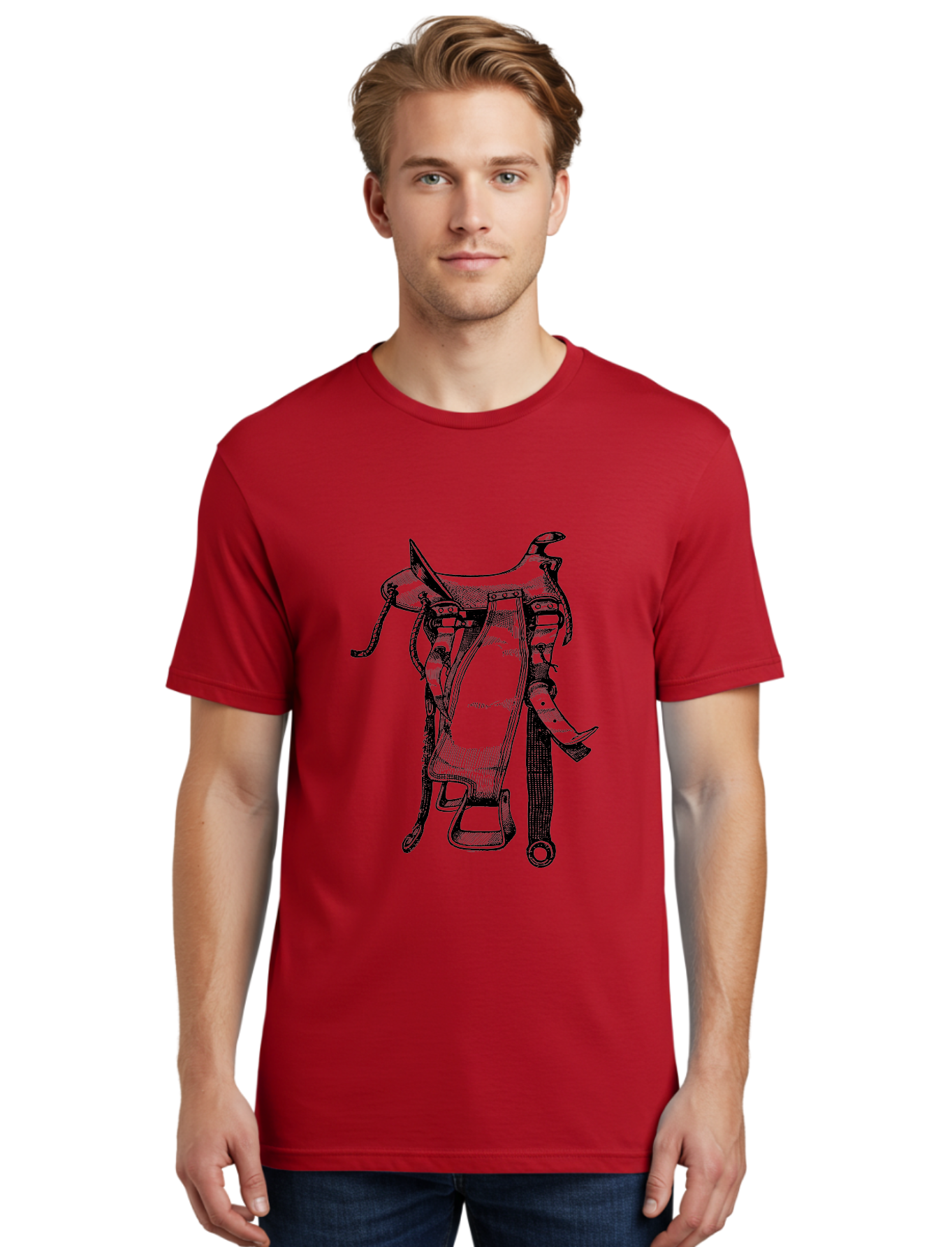 Saddle Men'S Graphic Tee, 100% Cotton, Comfortable Casual Summer Wear, Machine Washable, Western Saddle, Horse Riding, Rodeo, Western Wear, Equestrian Equipment, Leather Saddle, Riding Gear, Cowboy Equipment, Horseback Riding Aad557 20
