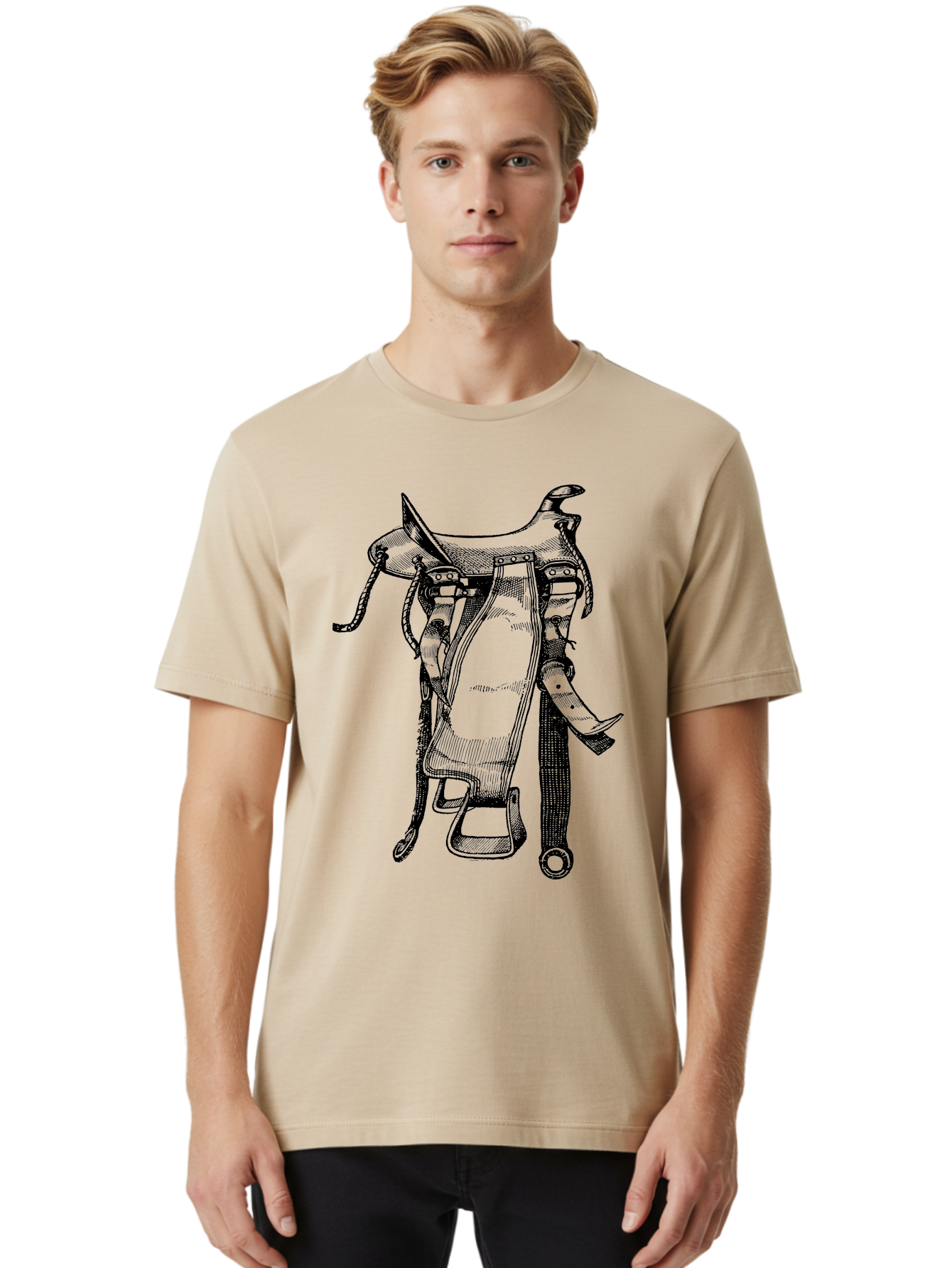 Saddle Men'S Graphic Tee, 100% Cotton, Comfortable Casual Summer Wear, Machine Washable, Western Saddle, Horse Riding, Rodeo, Western Wear, Equestrian Equipment, Leather Saddle, Riding Gear, Cowboy Equipment, Horseback Riding Aad557 6