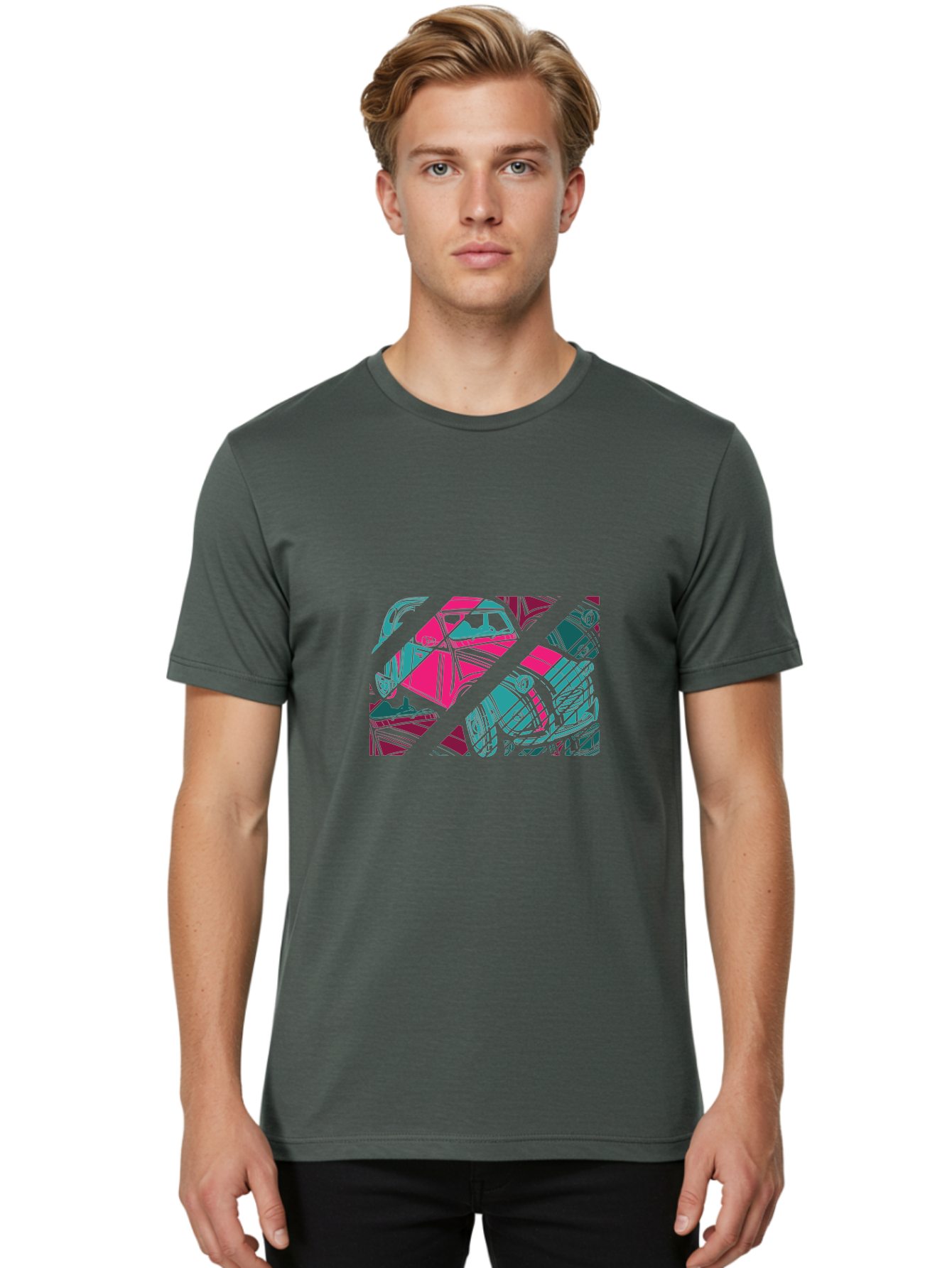 Abstract-Shapes Men'S Graphic Tee, 100% Cotton, Comfortable Casual Summer Wear, Machine Washable, Abstract Art, Modern Design, Vibrant Colors, Pink, Blue, Geometric Shapes, Mixed Media, Creative Expression, Artistic Texture, Contemporary Style Aad568 20