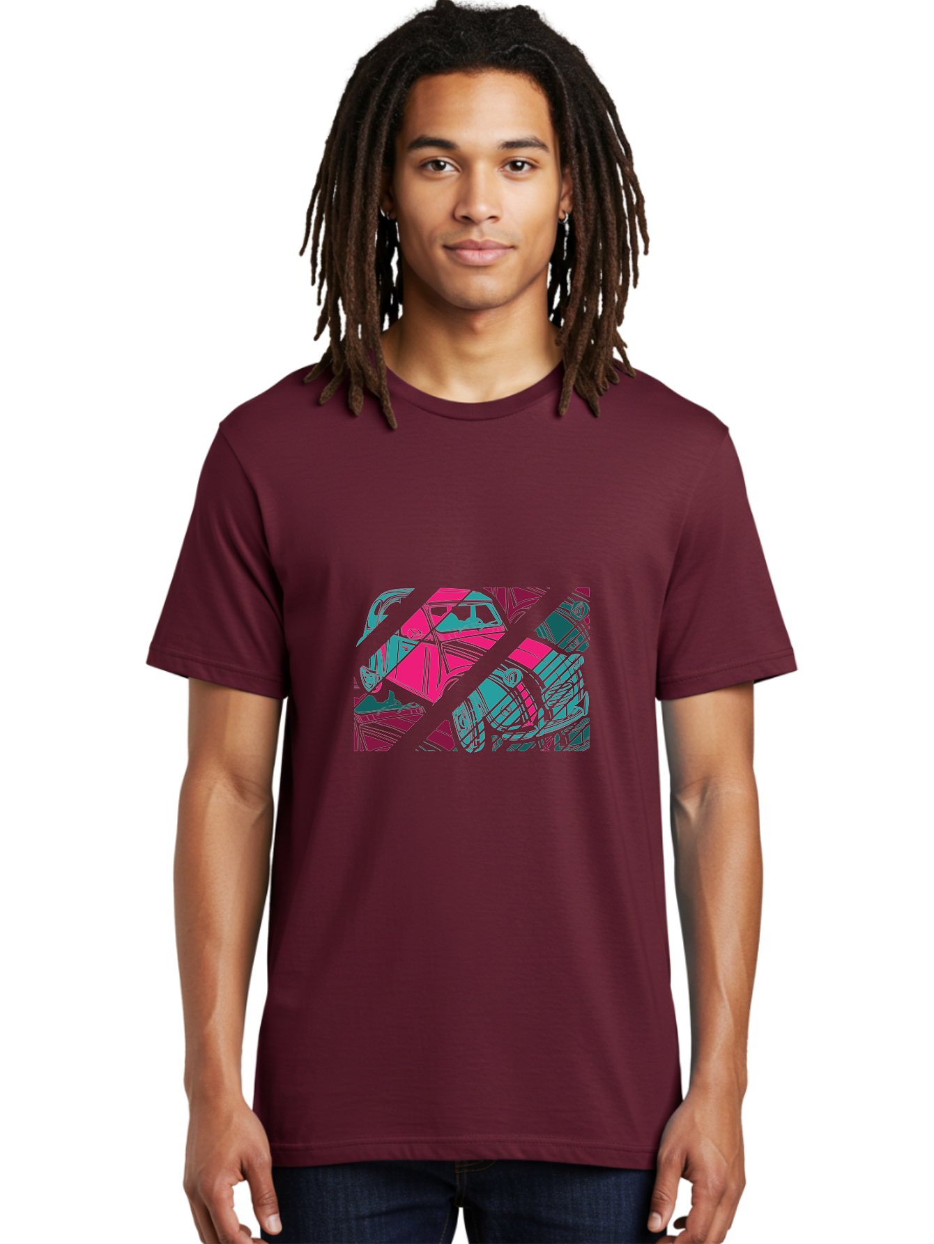 Abstract-Shapes Men'S Graphic Tee, 100% Cotton, Comfortable Casual Summer Wear, Machine Washable, Abstract Art, Modern Design, Vibrant Colors, Pink, Blue, Geometric Shapes, Mixed Media, Creative Expression, Artistic Texture, Contemporary Style Aad568 6