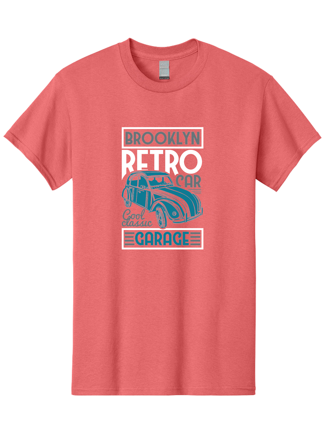 Brooklyn-Retro-Car-Garage Men'S Graphic Tee, 100% Cotton, Comfortable Casual Summer Wear, Machine Washable, Retro Car, Vintage Automobile, Classic Car, Brooklyn Garage, Cool Classic, Retro Style, Vintage Ride, Car Enthusiasts, Antique Car Aad571 3