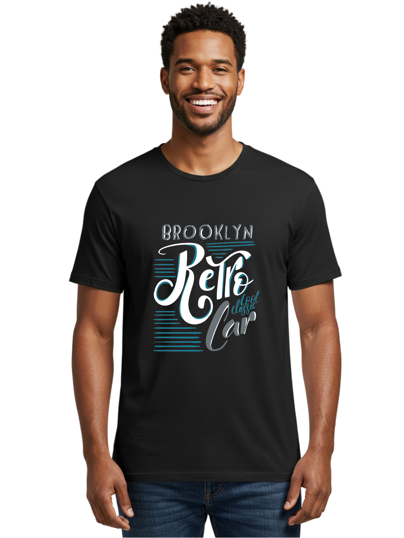 Brooklyn-Retro-Car Men'S Graphic Tee, 100% Cotton, Comfortable Casual Summer Wear, Machine Washable, Brooklyn, Retro Car, Classic Car, Vintage Vehicle, Urban Style, New York City, Retro Design, Classic Ride Aad572 22