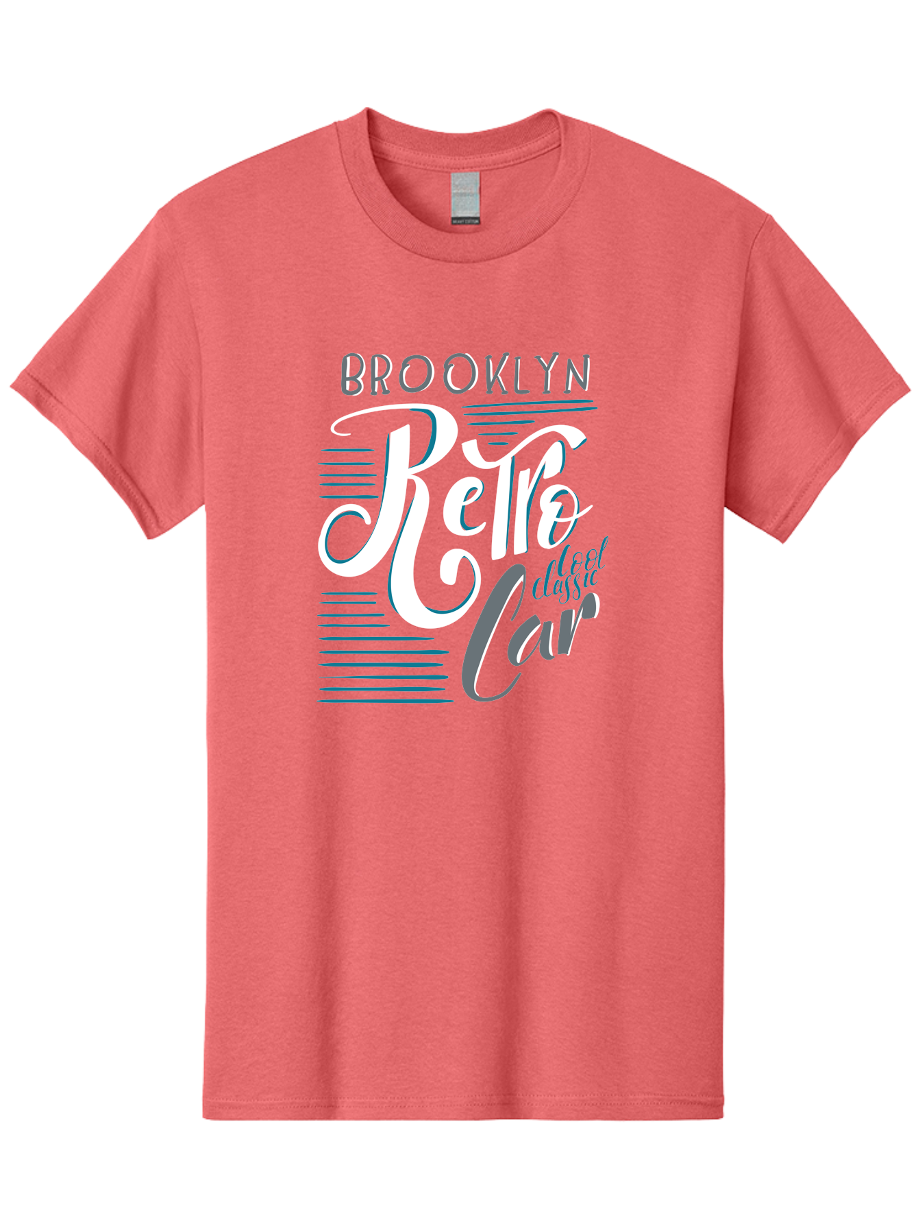 Brooklyn-Retro-Car Men'S Graphic Tee, 100% Cotton, Comfortable Casual Summer Wear, Machine Washable, Brooklyn, Retro Car, Classic Car, Vintage Vehicle, Urban Style, New York City, Retro Design, Classic Ride Aad572 1