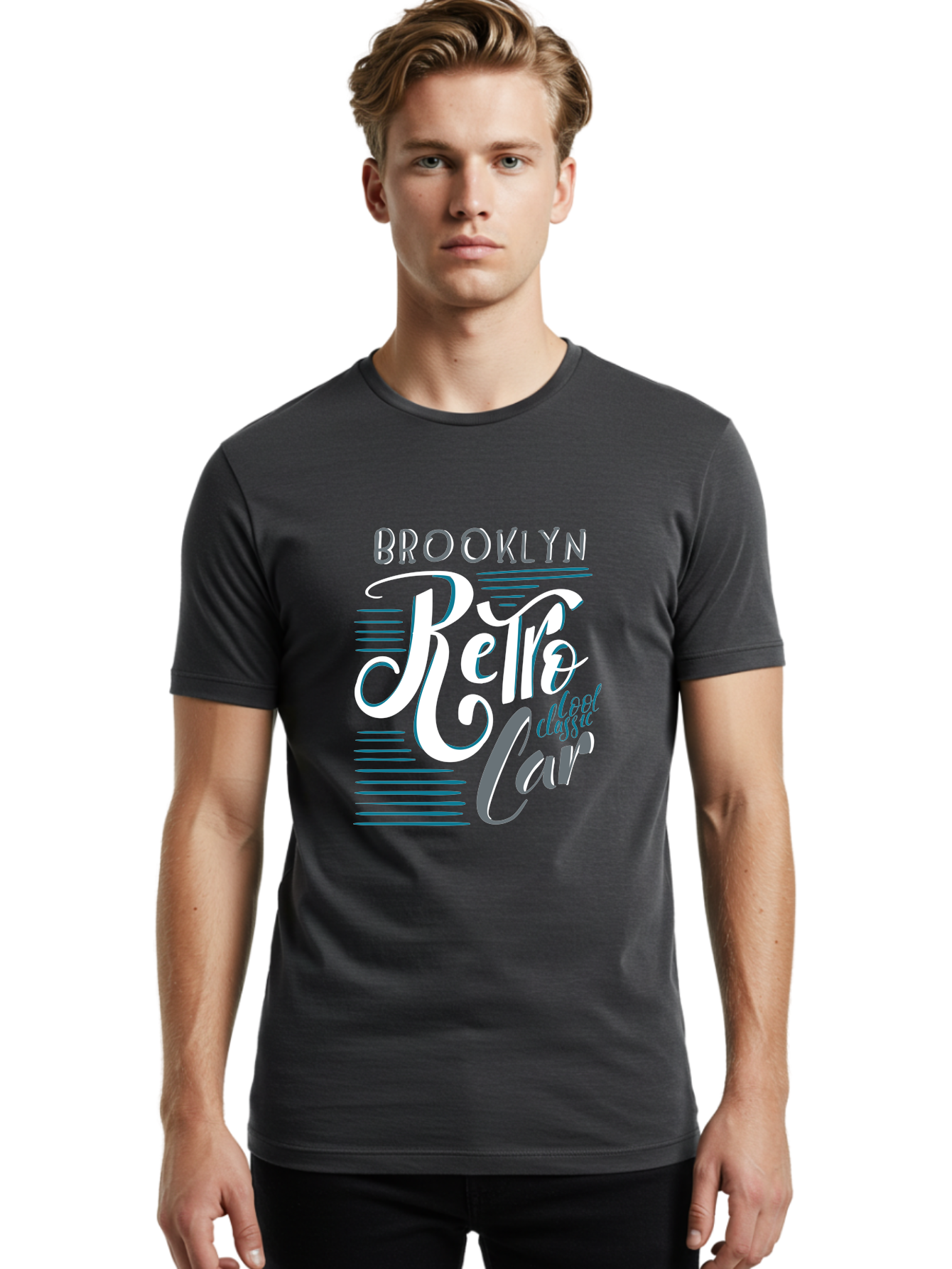 Brooklyn-Retro-Car Men'S Graphic Tee, 100% Cotton, Comfortable Casual Summer Wear, Machine Washable, Brooklyn, Retro Car, Classic Car, Vintage Vehicle, Urban Style, New York City, Retro Design, Classic Ride Aad572 24