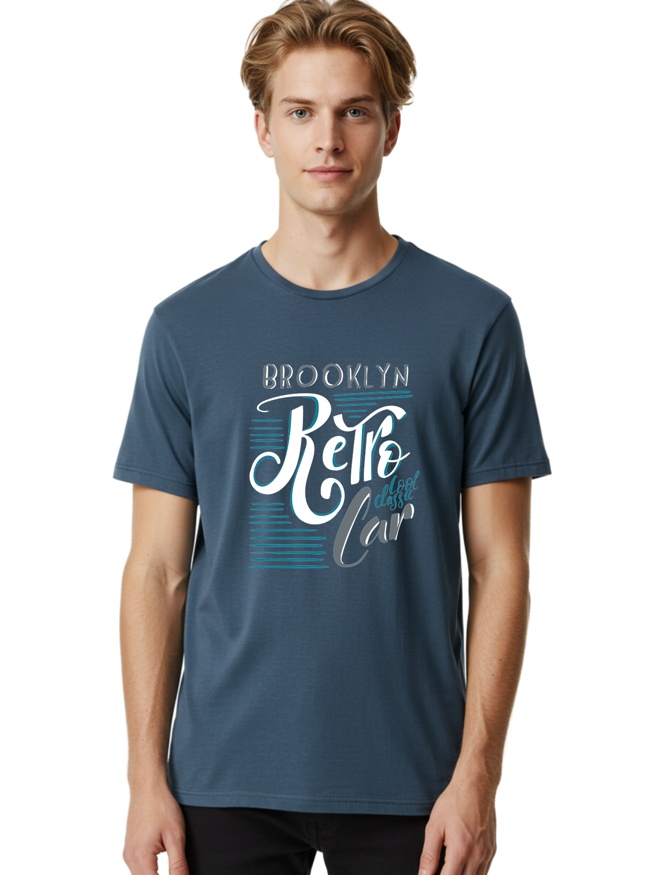 Brooklyn-Retro-Car Men'S Graphic Tee, 100% Cotton, Comfortable Casual Summer Wear, Machine Washable, Brooklyn, Retro Car, Classic Car, Vintage Vehicle, Urban Style, New York City, Retro Design, Classic Ride Aad572 30