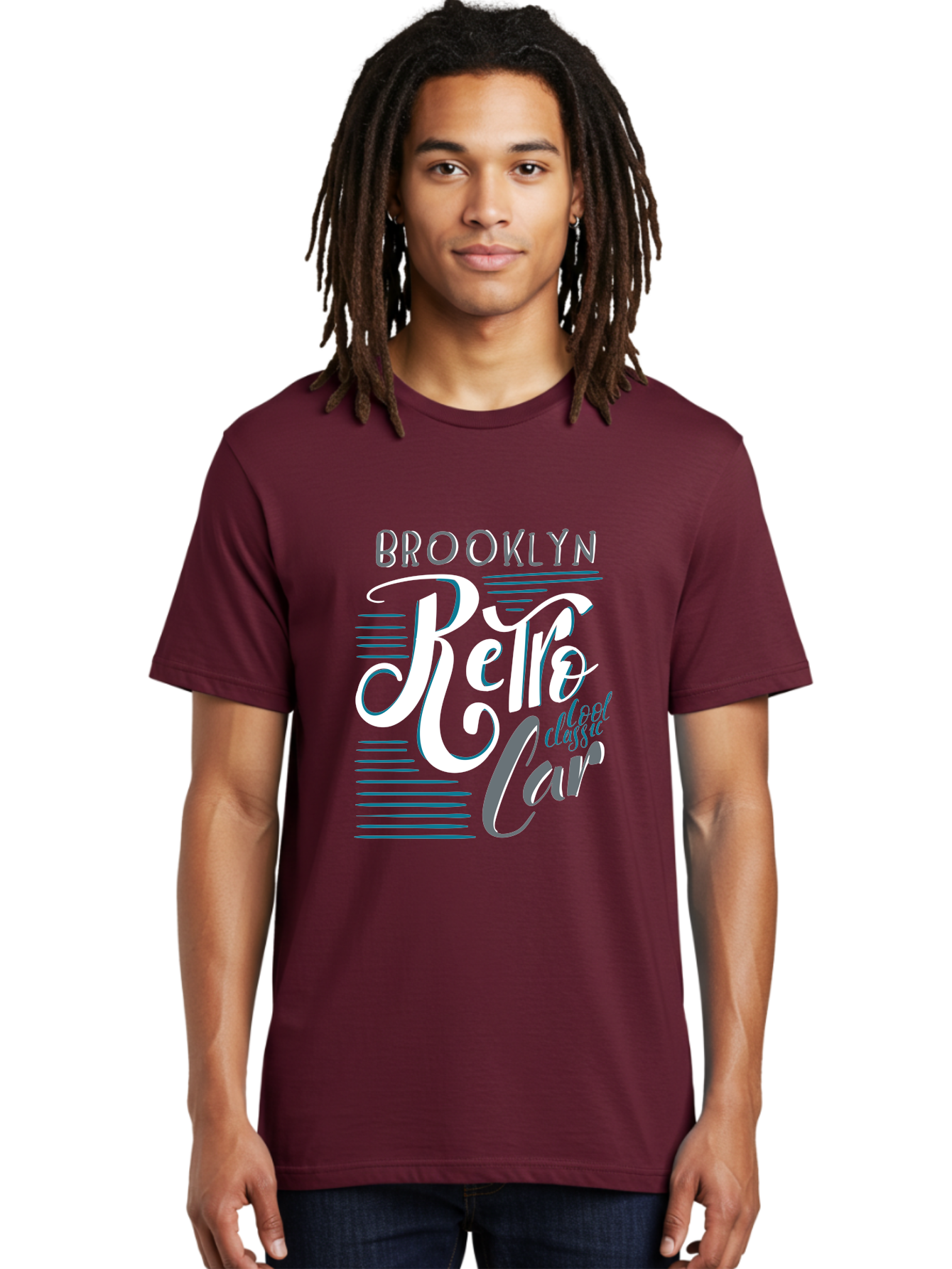 Brooklyn-Retro-Car Men'S Graphic Tee, 100% Cotton, Comfortable Casual Summer Wear, Machine Washable, Brooklyn, Retro Car, Classic Car, Vintage Vehicle, Urban Style, New York City, Retro Design, Classic Ride Aad572 6