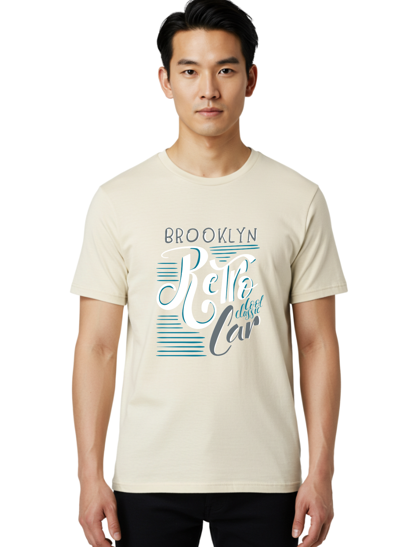Brooklyn-Retro-Car Men'S Graphic Tee, 100% Cotton, Comfortable Casual Summer Wear, Machine Washable, Brooklyn, Retro Car, Classic Car, Vintage Vehicle, Urban Style, New York City, Retro Design, Classic Ride Aad572 4