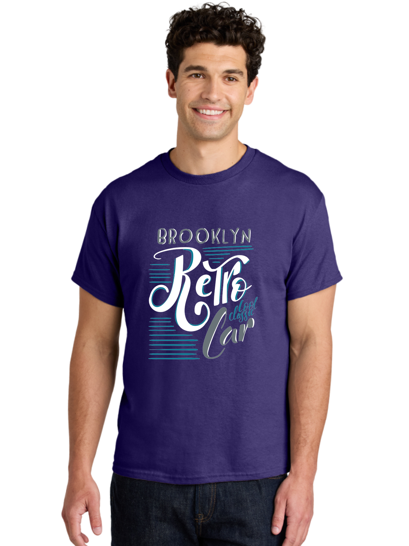 Brooklyn-Retro-Car Men'S Graphic Tee, 100% Cotton, Comfortable Casual Summer Wear, Machine Washable, Brooklyn, Retro Car, Classic Car, Vintage Vehicle, Urban Style, New York City, Retro Design, Classic Ride Aad572 26