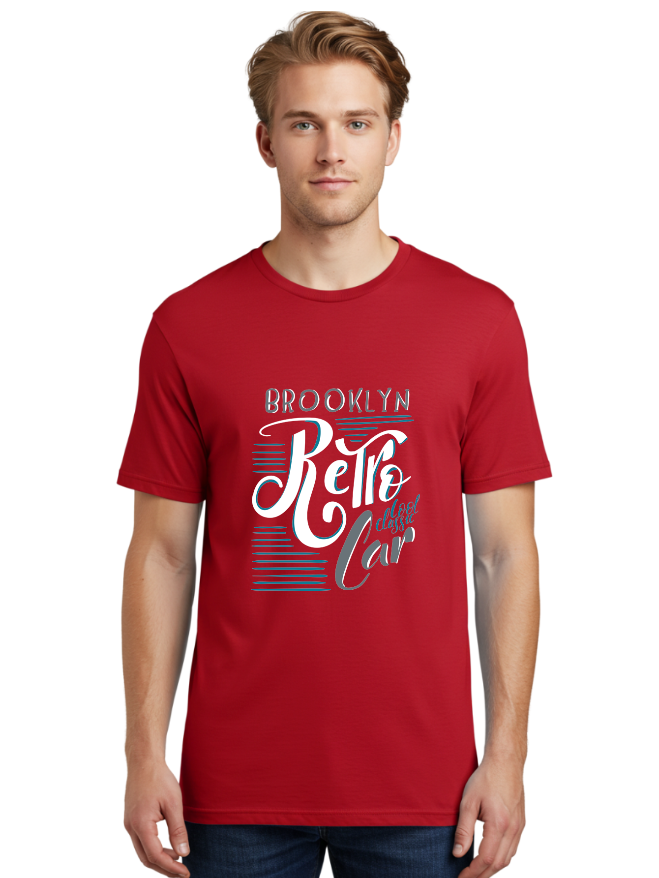 Brooklyn-Retro-Car Men'S Graphic Tee, 100% Cotton, Comfortable Casual Summer Wear, Machine Washable, Brooklyn, Retro Car, Classic Car, Vintage Vehicle, Urban Style, New York City, Retro Design, Classic Ride Aad572 28