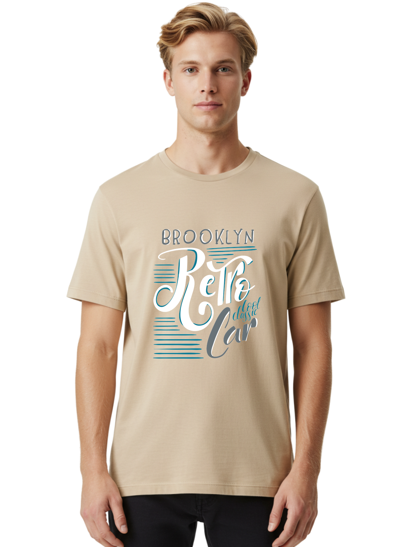 Brooklyn-Retro-Car Men'S Graphic Tee, 100% Cotton, Comfortable Casual Summer Wear, Machine Washable, Brooklyn, Retro Car, Classic Car, Vintage Vehicle, Urban Style, New York City, Retro Design, Classic Ride Aad572 12