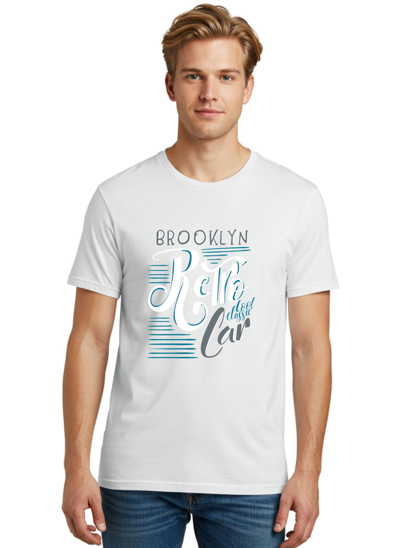 Brooklyn-Retro-Car Men'S Graphic Tee, 100% Cotton, Comfortable Casual Summer Wear, Machine Washable, Brooklyn, Retro Car, Classic Car, Vintage Vehicle, Urban Style, New York City, Retro Design, Classic Ride Aad572 10