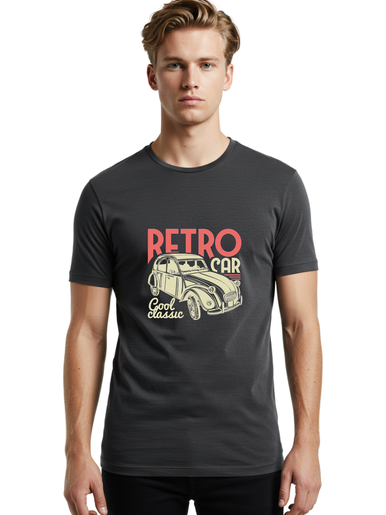 Retro-Car-1 Men'S Graphic Tee, 100% Cotton, Comfortable Casual Summer Wear, Machine Washable, Vintage Car, Retro Automobile, Classic Vehicle, Nostalgic Ride, Cool Classic, Retro Style, Vintage Wheels, Antique Car Aad573 8