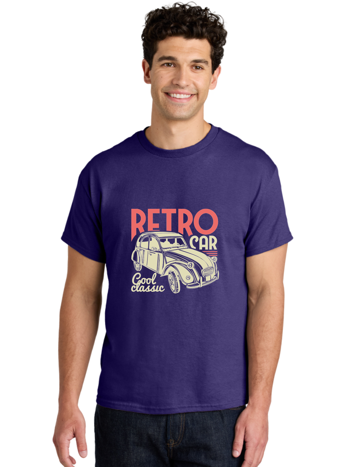Retro-Car-1 Men'S Graphic Tee, 100% Cotton, Comfortable Casual Summer Wear, Machine Washable, Vintage Car, Retro Automobile, Classic Vehicle, Nostalgic Ride, Cool Classic, Retro Style, Vintage Wheels, Antique Car Aad573 16