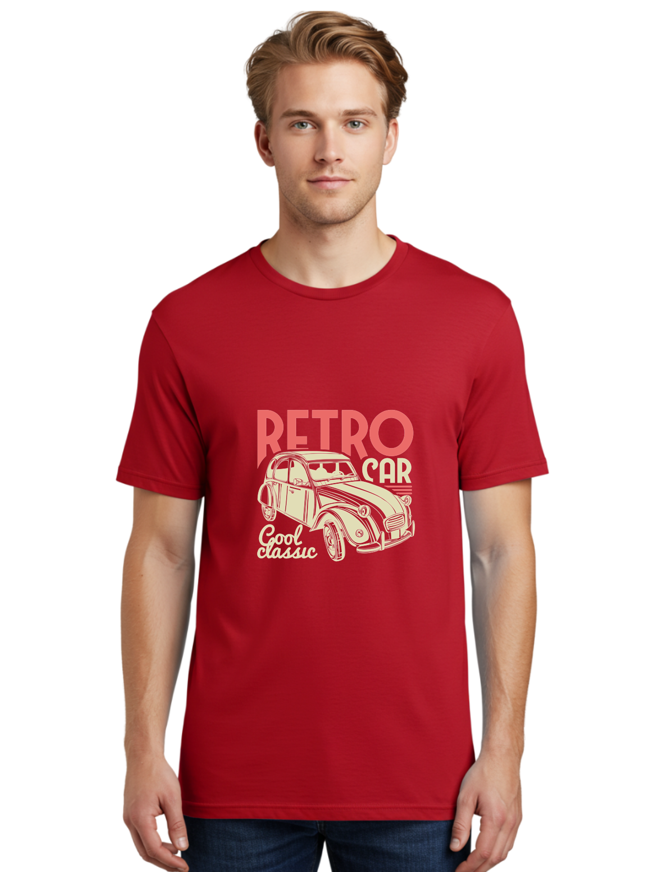 Retro-Car-1 Men'S Graphic Tee, 100% Cotton, Comfortable Casual Summer Wear, Machine Washable, Vintage Car, Retro Automobile, Classic Vehicle, Nostalgic Ride, Cool Classic, Retro Style, Vintage Wheels, Antique Car Aad573 26